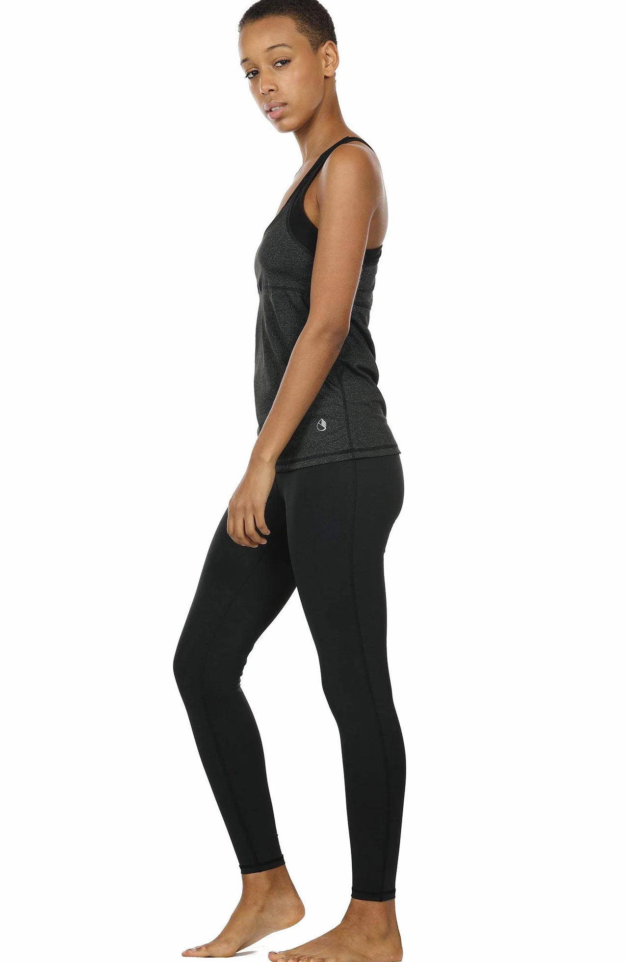icyzone Damski top sportowy do jogi 2 w 1 z biustonoszem – koszulka na siłownię, trening fitness, tank top