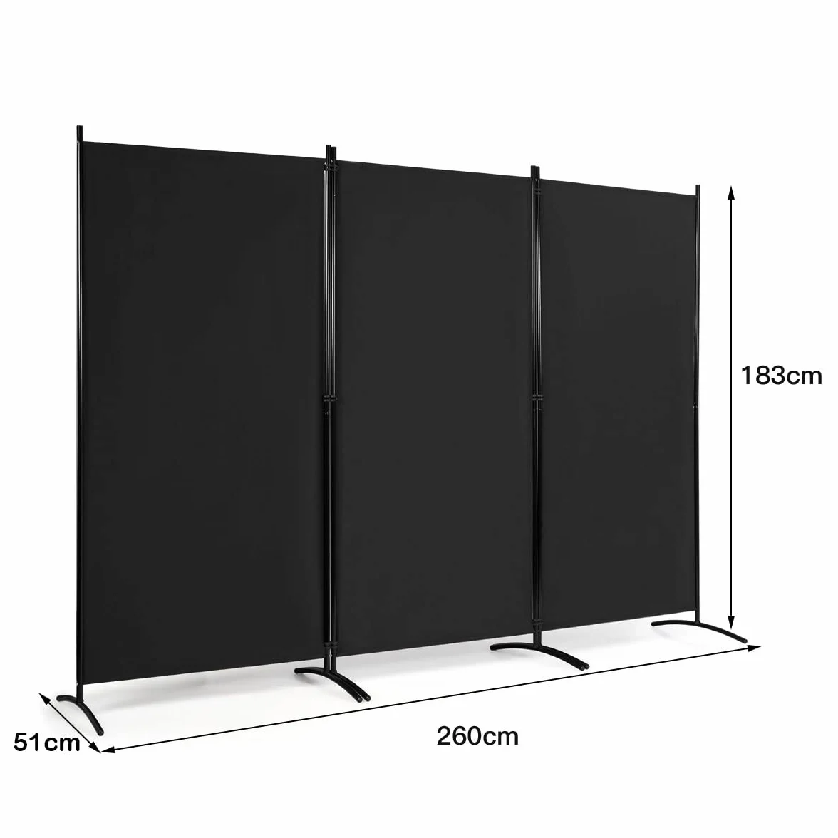 LIFEZEAL Składany parawan 3-częściowy, przegroda pokojowa osłona wizualna 260 x 183 cm, ścianka działowa przegroda do prywatności, separator pokojowy ochrona prywatności do salonu, biura, sypialni