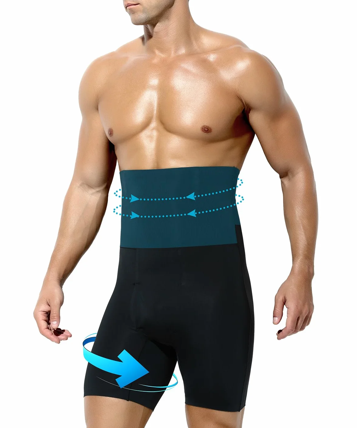 Casey Kevin Shapewear Bokserki wyszczuplające brzuch męskie body Shaper spodenki kompresyjne szorty wyszczuplające brzuch spodnie męskie majtki, K1 - czarny, XXL