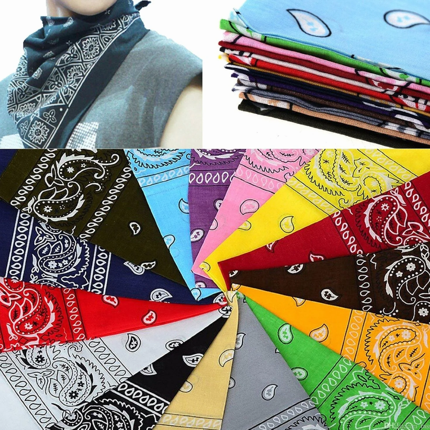 Boolavard 100% bawełna, bandany z oryginalnym wzorem Paisley | kolor do wyboru nakrycia głowy / szal do włosów, wiązanie na nadgarstku, opaska na głowę, zielony, 55 x 55cm