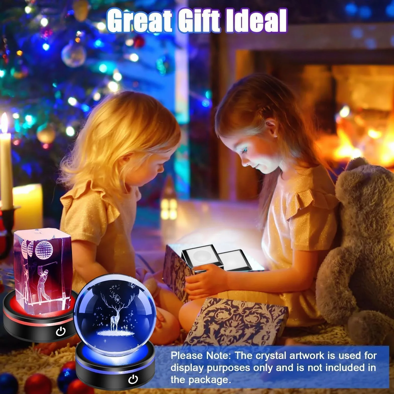 EEEKit Podstawka LED, Zestaw 2 Kolorowych Lamp, Stojak na Kryształy z Zmianą Kolorów do Szklanej 3D Sztuki