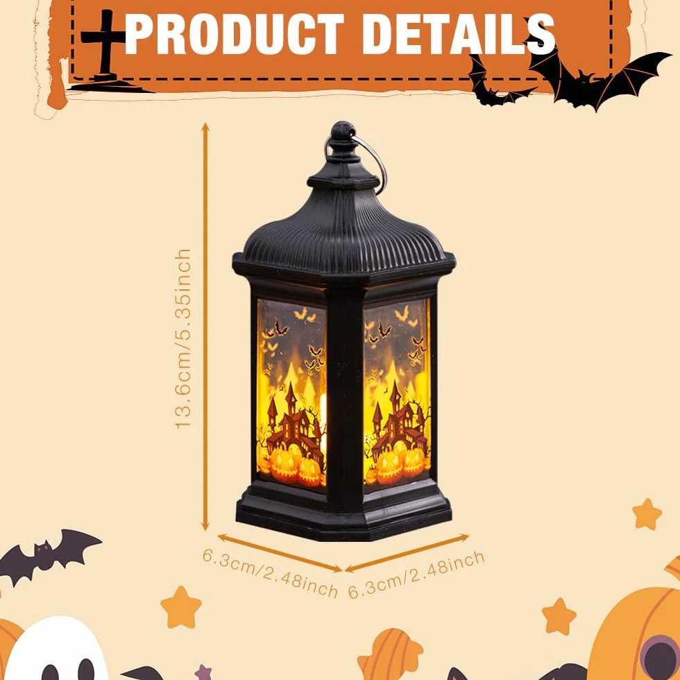 Latarnia LED Halloween 3 szt. czarna do użytku wewnątrz i na zewnątrz