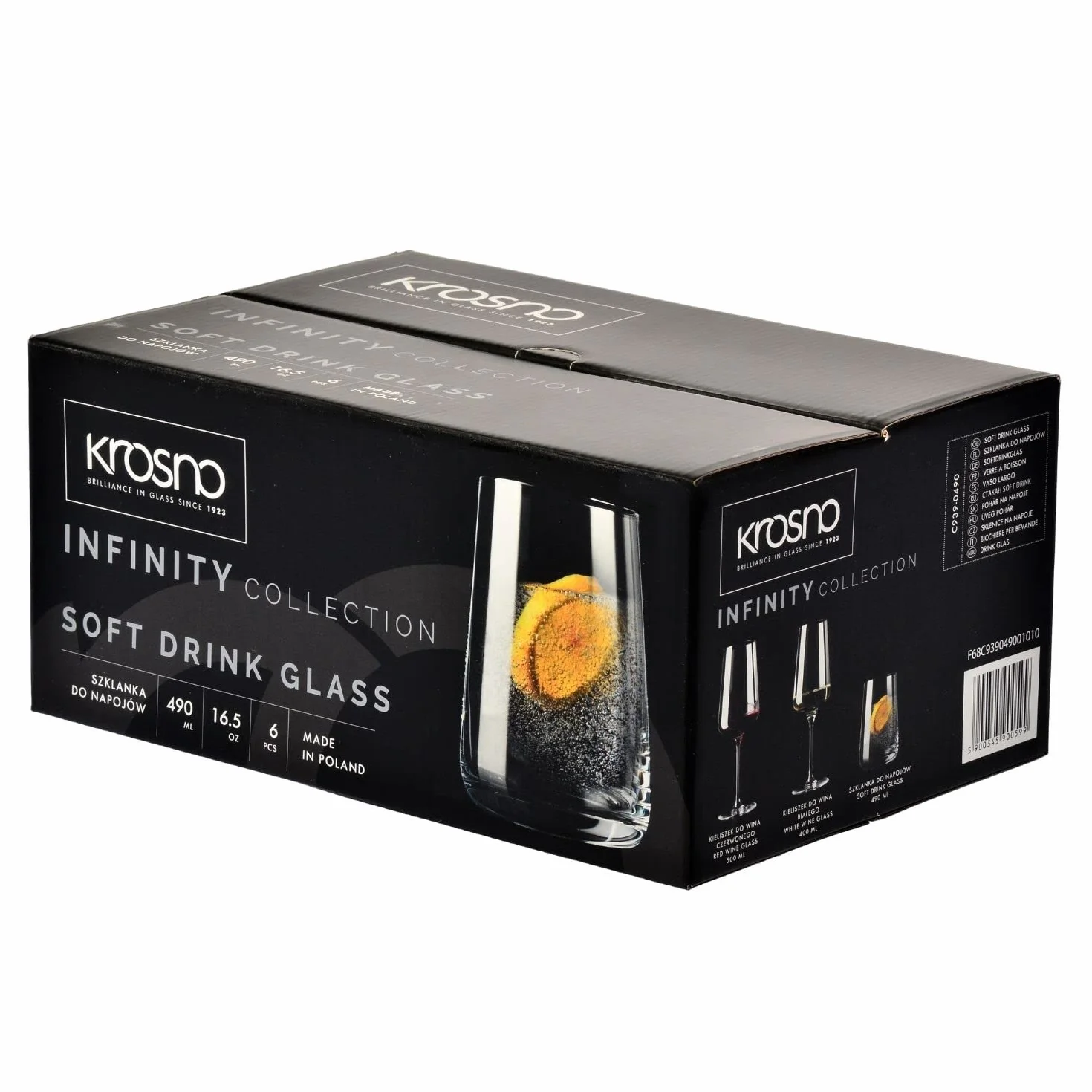 KROSNO Szklanki do wody 490 ml Komplet 6 sztuk Bezołowiowe szkło