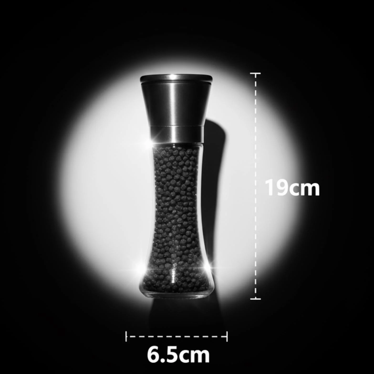 Młynki do Soli i Pieprzu ze Stali Nierdzewnej, Zestaw 2 szt. 190ml, Korpus Szklany, Żarna Ceramiczne
