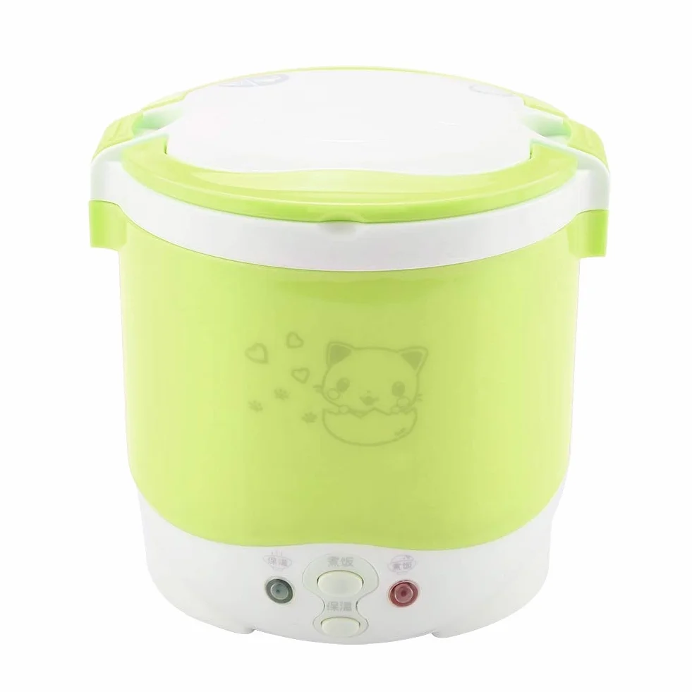 Elektryczny Parowiec do Gotowania Ryżu 12V 100W Przenośny z powłoką nieprzywierającą Podwójne Wiadro PP (GREEN)