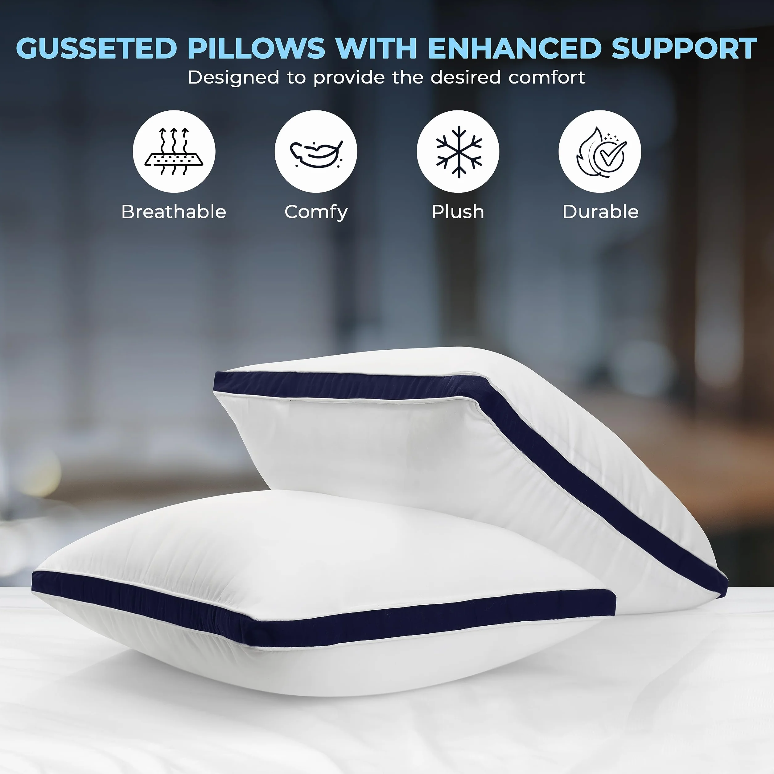 Utopia Bedding Poduszki Do Spania 2 Pack 80 x 80 cm Granatowa