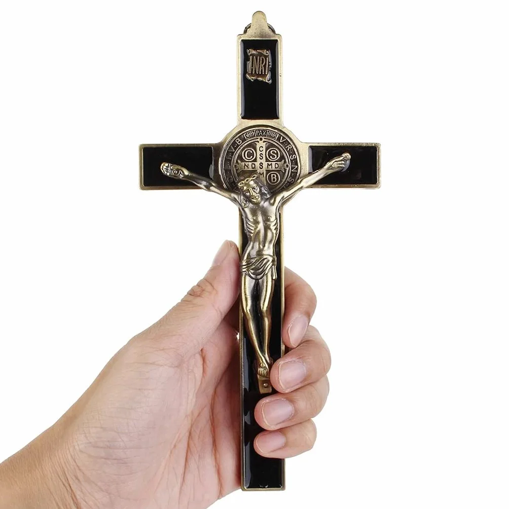 Ścienny krucyfiks krzyż Jezus Chrystus 3D Rzemiosło Dekoracja Antyczna 19,5x9,5 cm