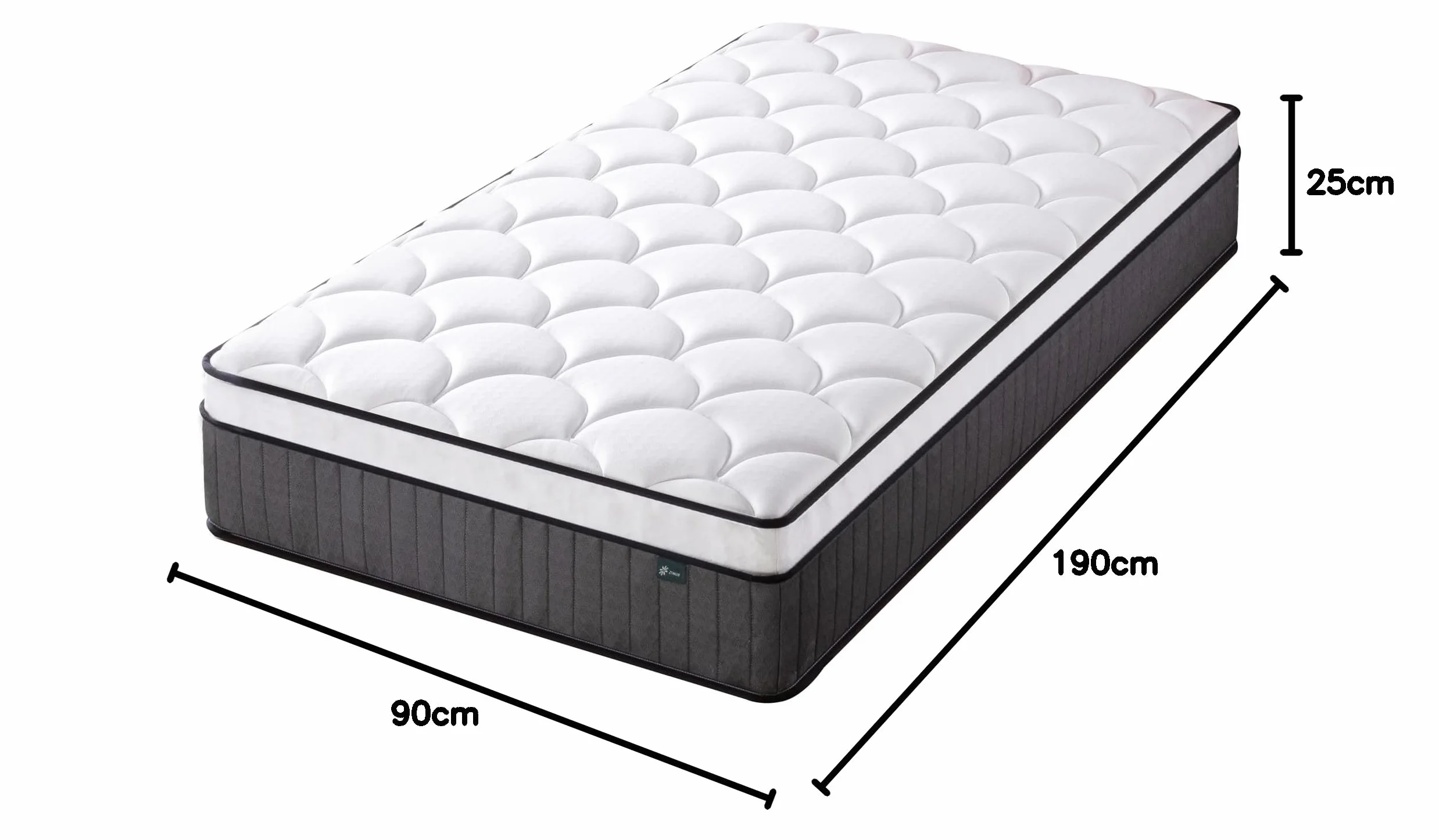 Zinus Materac hybrydowy, Memory Foam, biały, pojedynczy