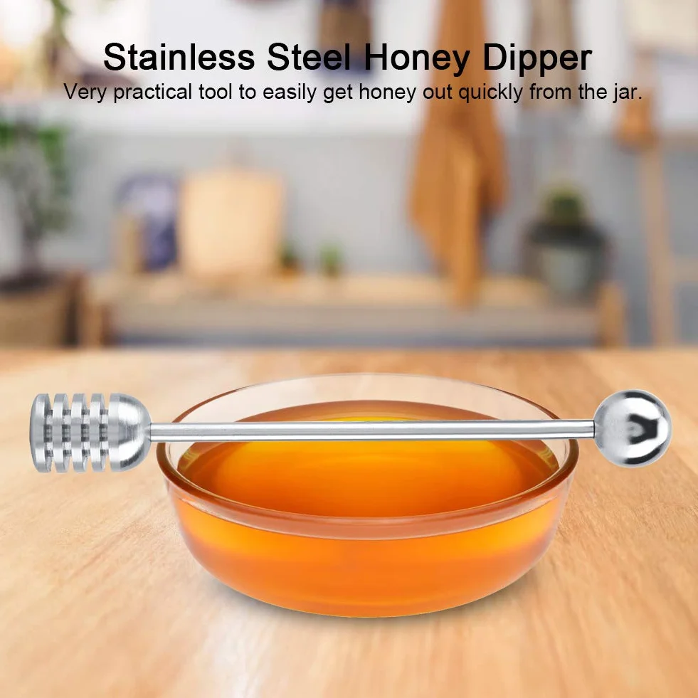 Yosoo Health Gear Masywne patyczki do miodu ze stali nierdzewnej i syropu, łyżka mieszadło Drizzler Glass Jam Stirring Wand do słoików