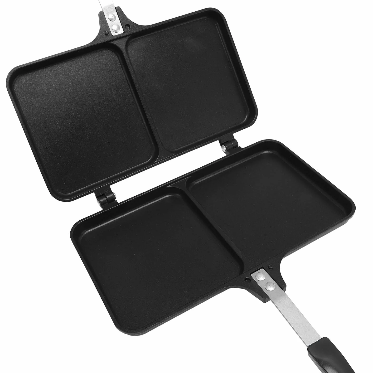 Patelka Aluminiowa Dwustronna Bystry Smażenie Panini z Uchwytem Odłączoną Grillowaną Klapką