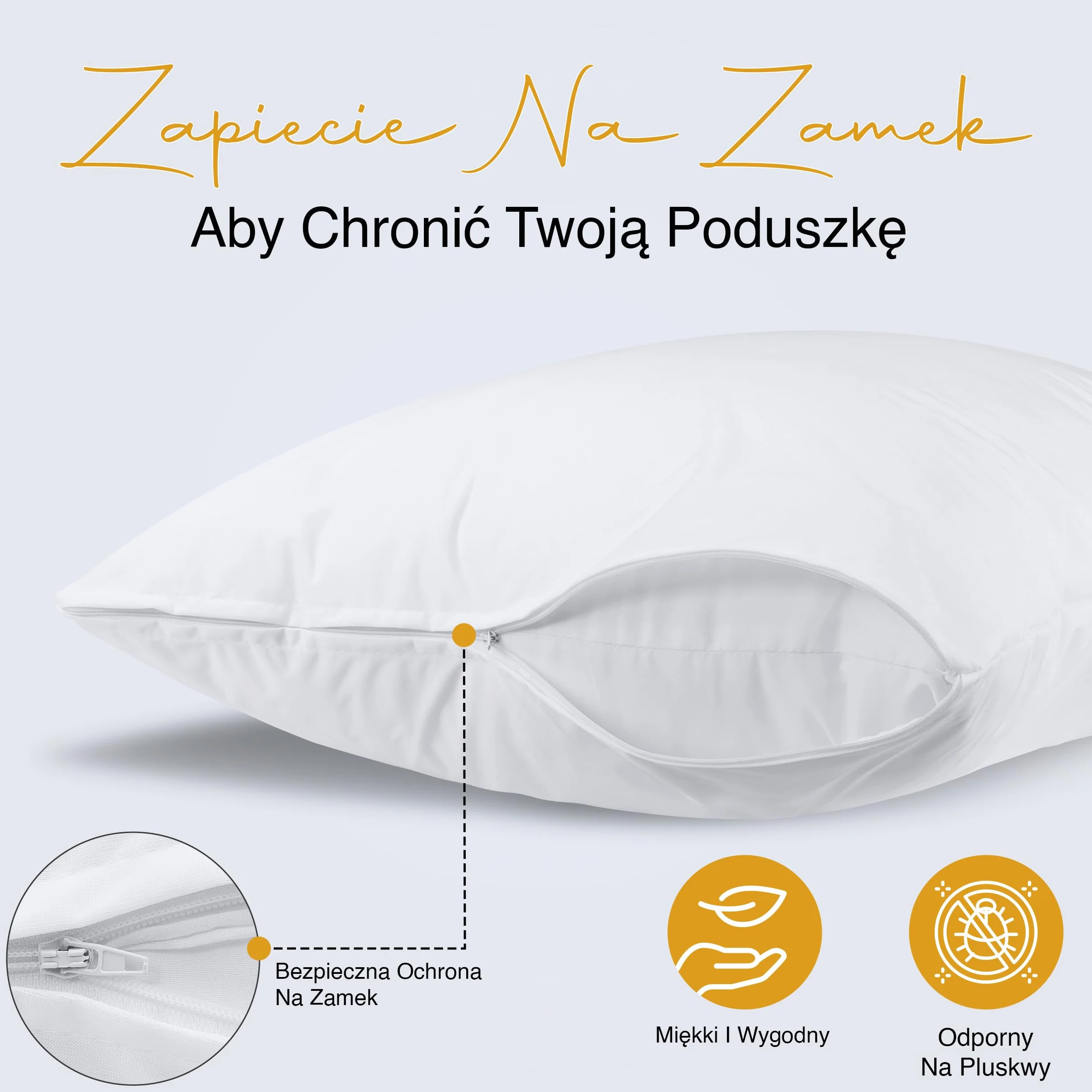 Utopia Bedding Wodoodporne ochraniacze na poduszki 40 x 80 cm (zestaw 2 szt.) z zamkiem błyskawicznym, poszewki na poduszki, certyfikat Oeko-TEX poszewka na poduszkę