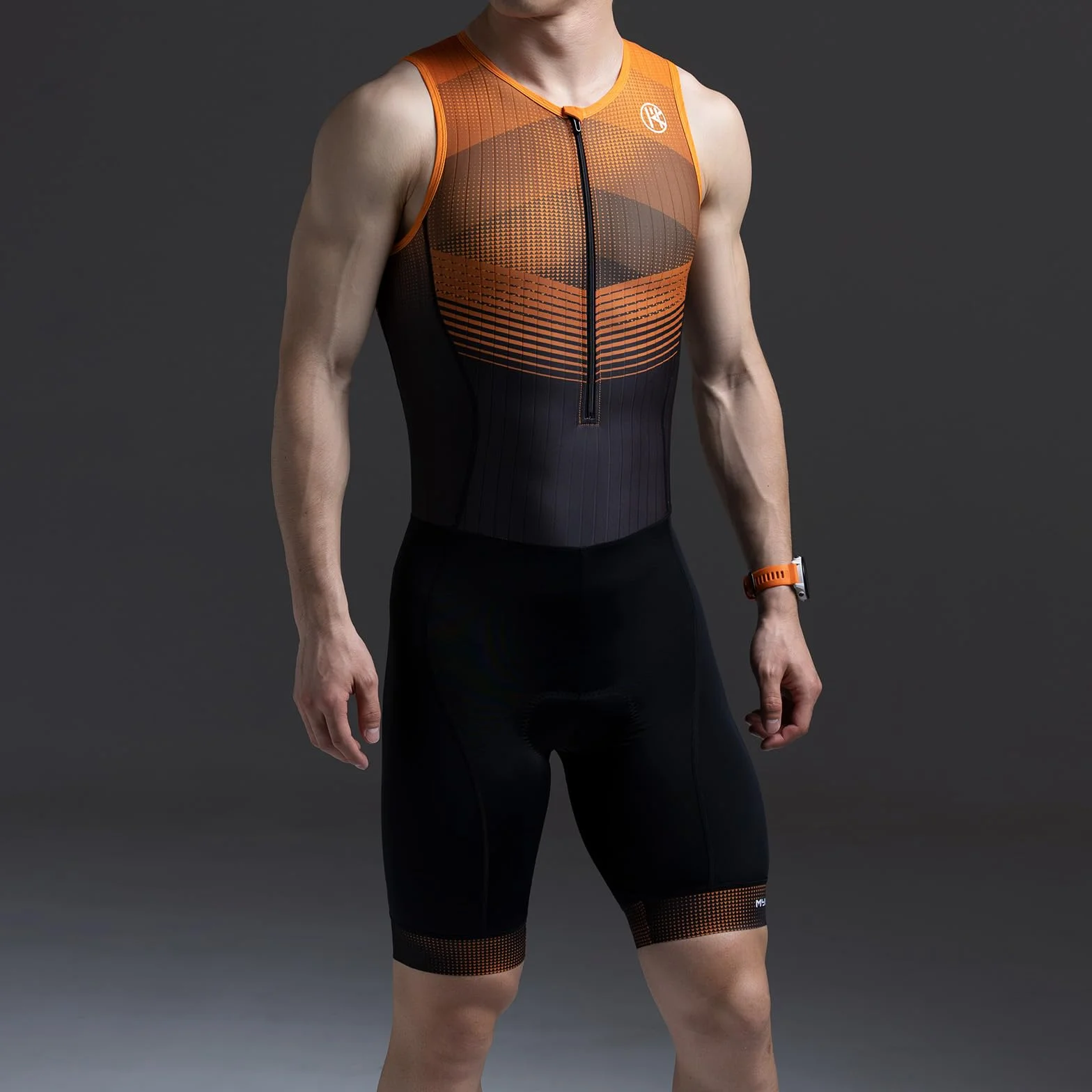 MY KILOMETRE Męski Kombinezon Triathlonowy Bez Rękawów – Jednoczęściowy Trisuit Oddychający i Szybkoschnący z Tylną Kieszenią