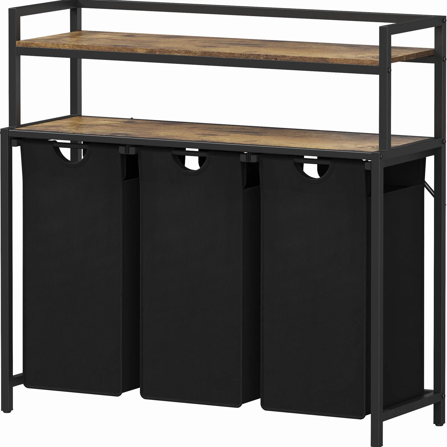 Lifewit Laundry Hamper 3 Section 120L with 2 Shelves and Removable Bags