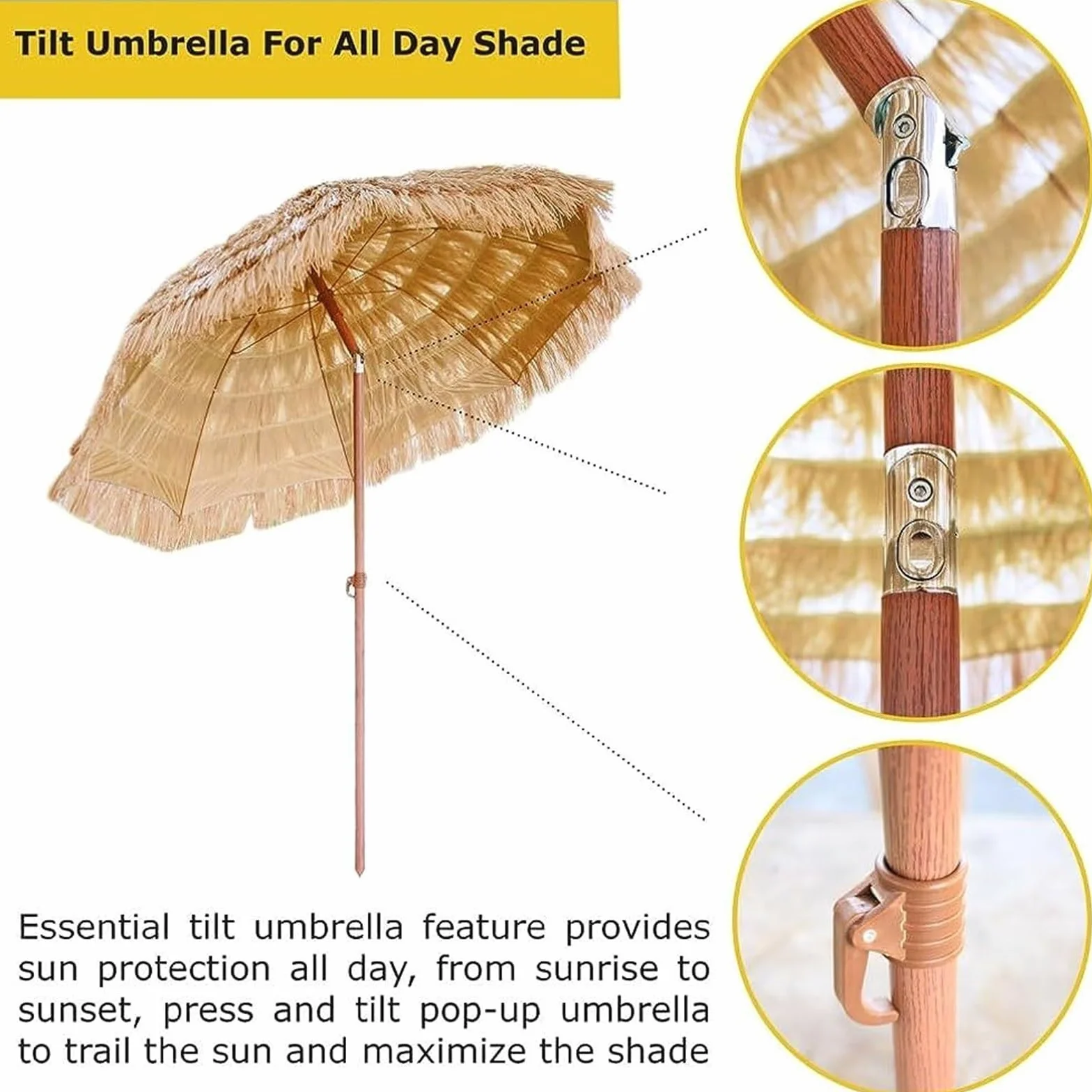 XYNSNDB Parasol Parasol ogrodowy Parasol rynkowy 6,5 ft Parasole tarasowe ół zewnętrzny Targowy baldachim do parasola do ogrodu Sztuczna słoma Parasol zewnętrzny Parasol plażowy Parasol ogrodowy