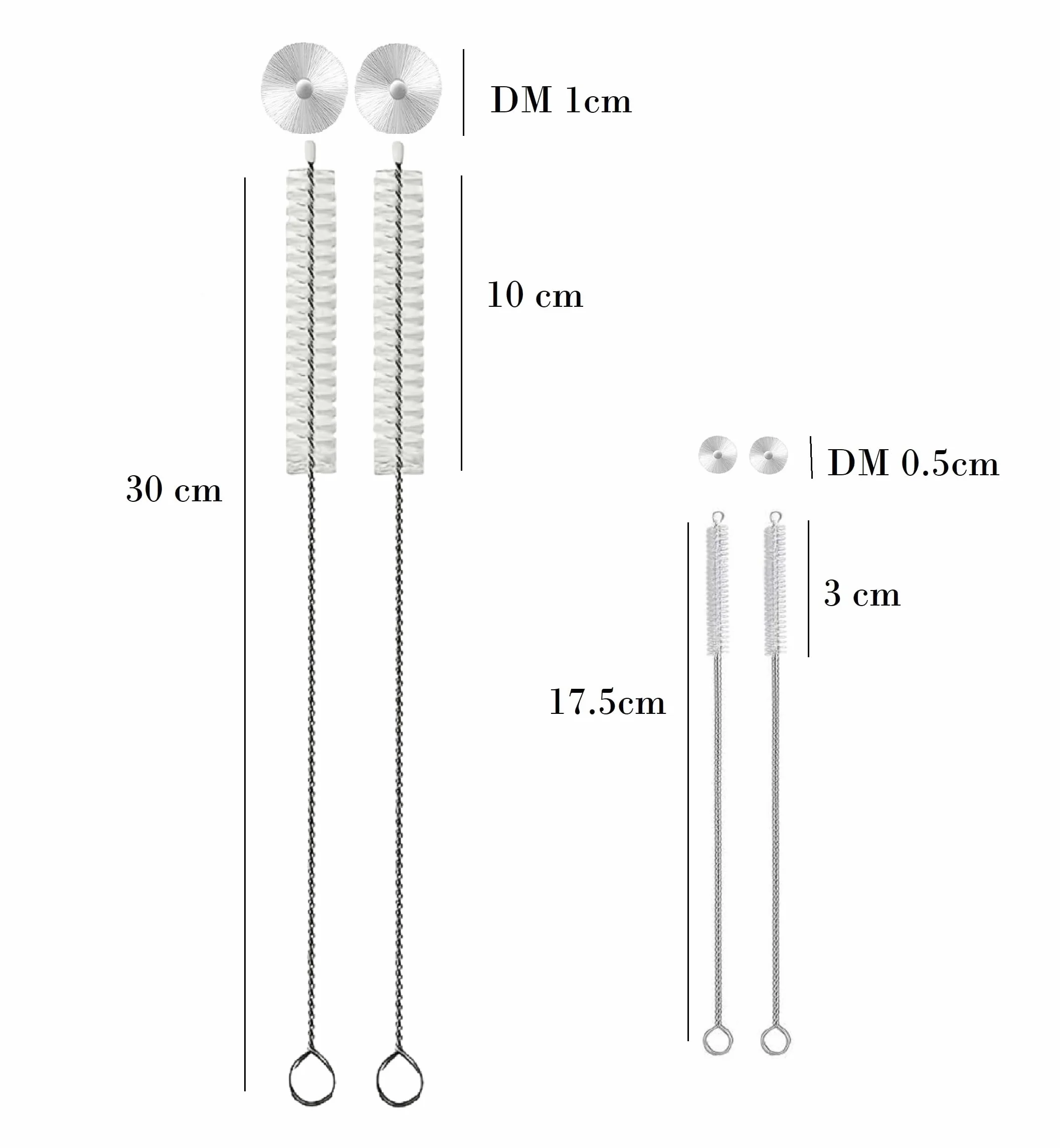 Zestaw szczotek do czyszczenia słomek 30 cm 17,5 cm 2 rozmiary