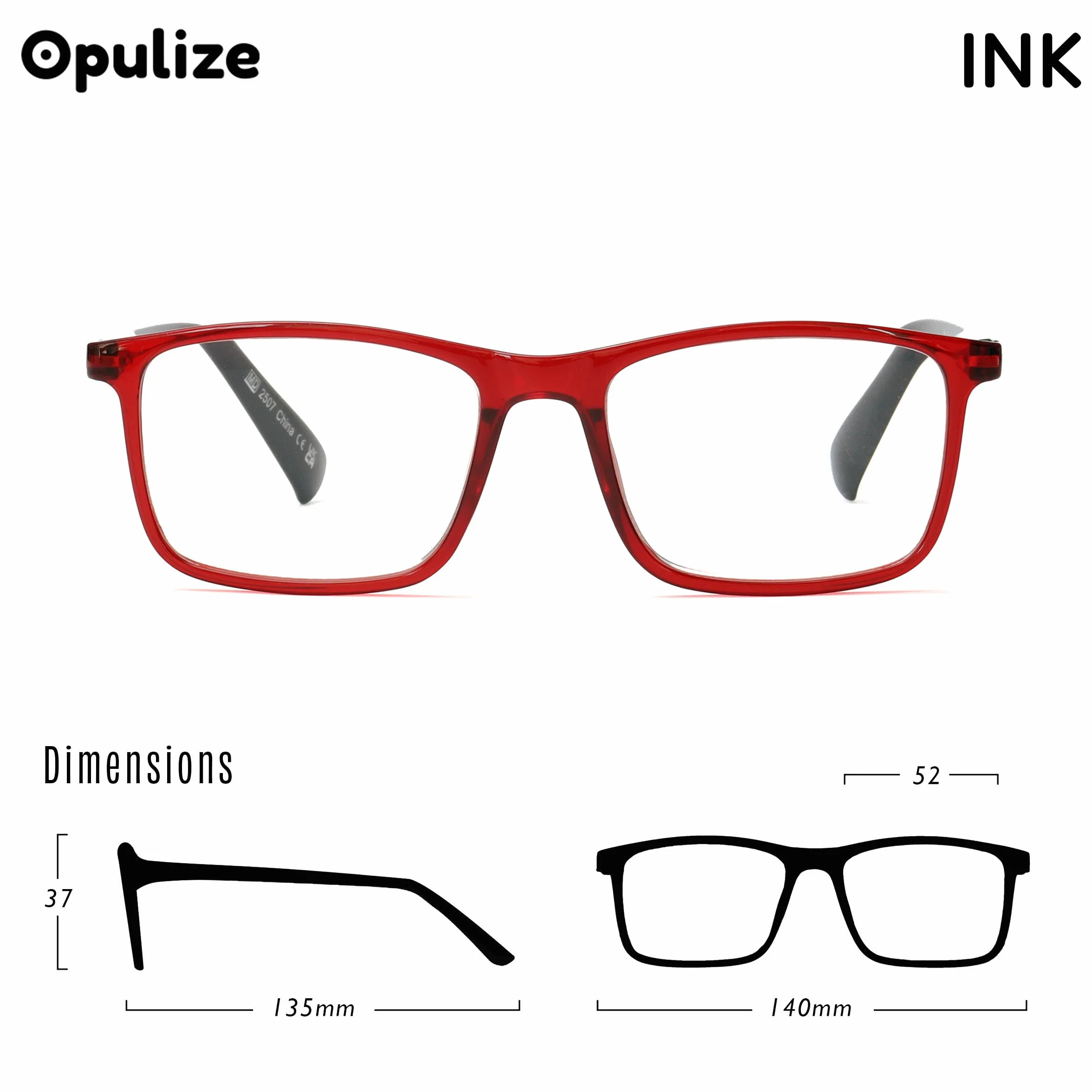 OPULIZE Ink Lesse okulary 2-pak duże prostokątne oprawki zawiasy sprężynowe odporne na zarysowania dla mężczyzn i kobiet RR4
