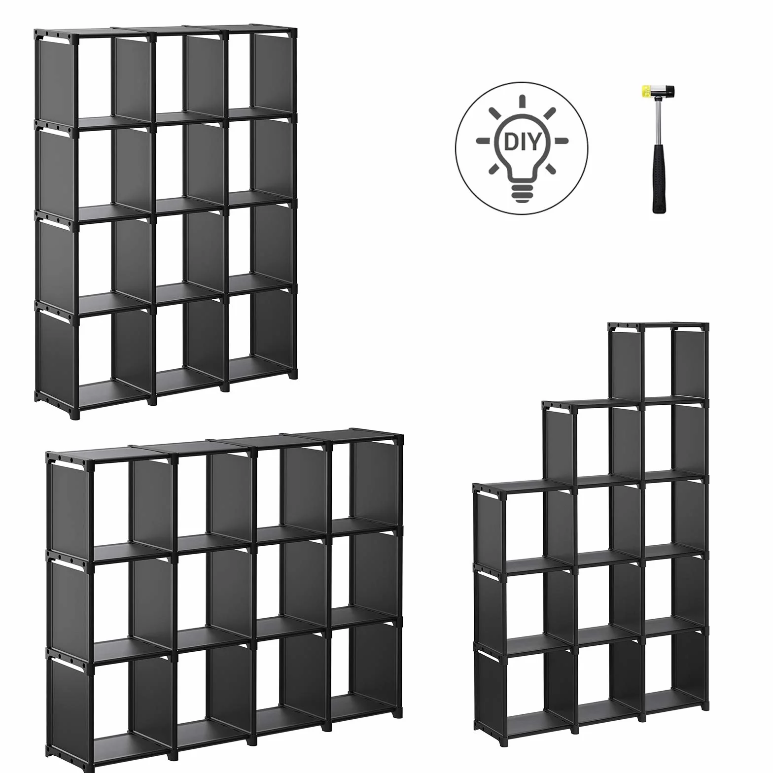 SONGMICS Regał z 12 przegródkami szafa modułowa 105x30x140 cm Czarny