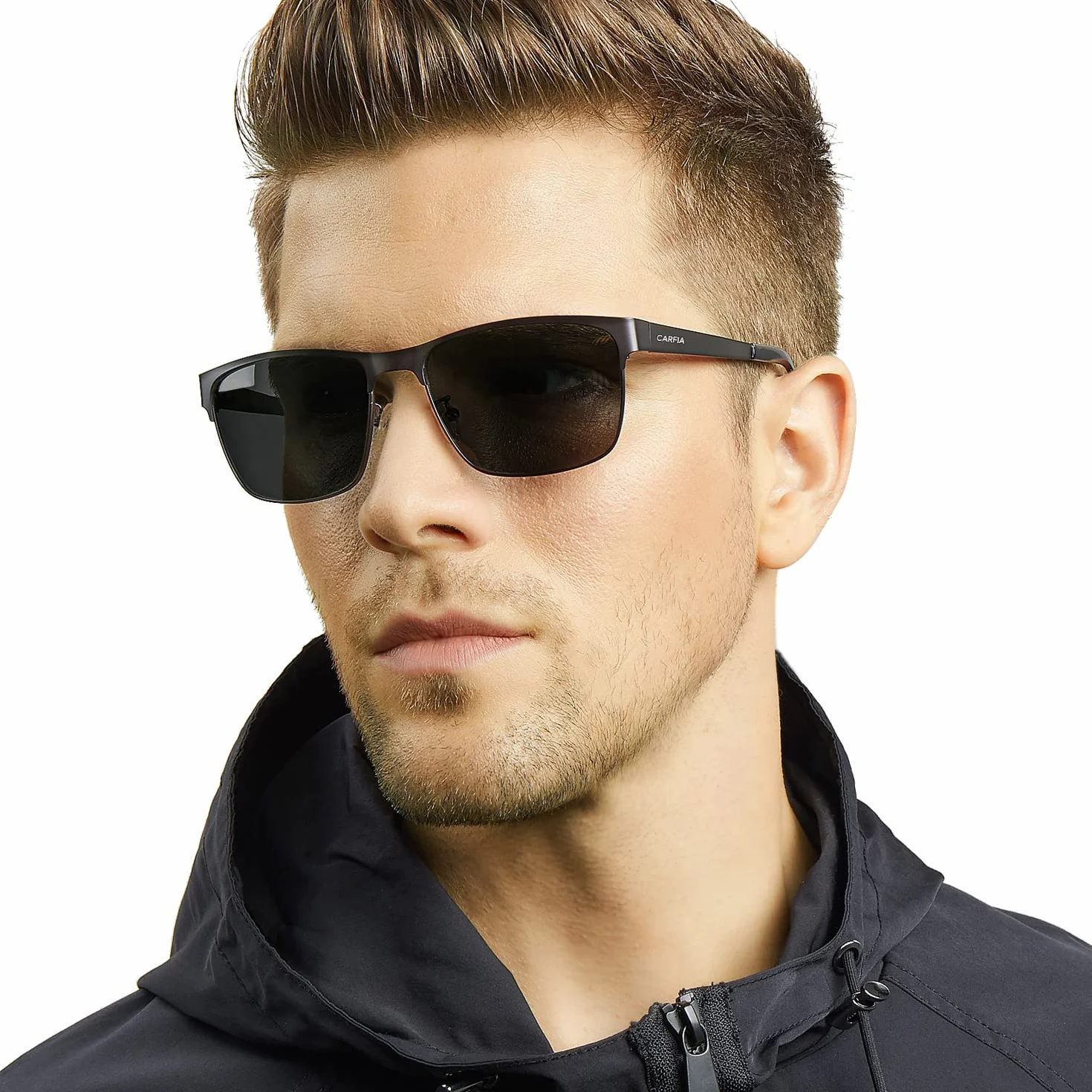 CARFIA męskie okulary przeciwsłoneczne z polaryzacją, klasyczna metalowa oprawka Premium, UV 400, okulary dla kierowców, okulary sportowe
