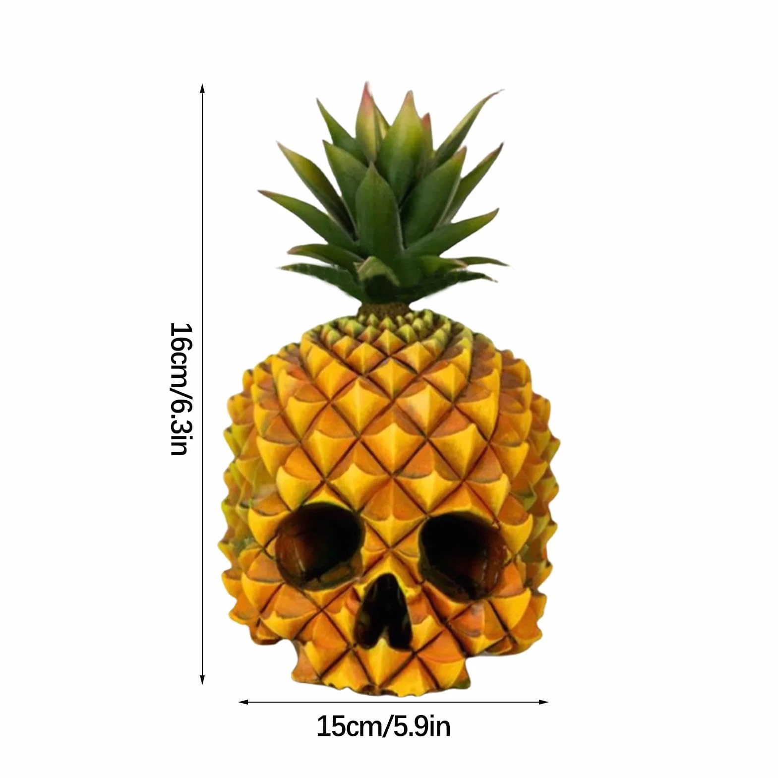 Rzeźba głowy czaszki ananasa, głowa czaszki ananas dekoracja rzeźba | zabawny ananas czaszka figurka z żywicy do salonu