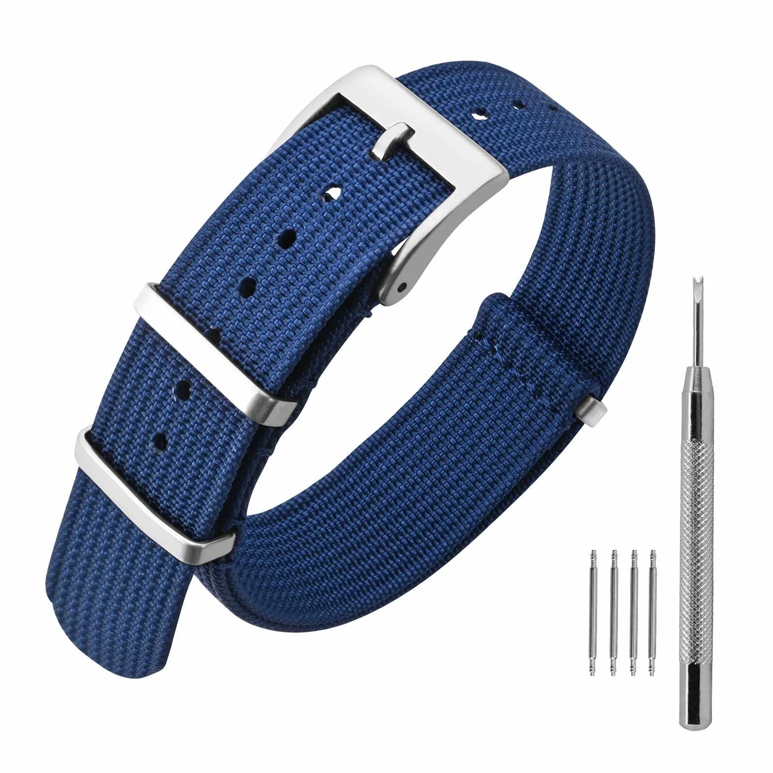 ANNEFIT Nylonowy pasek do zegarka 16, 18, 20, 22 mm, jednoczęściowy, wodoodporny, wojskowy, z solidną klamrą