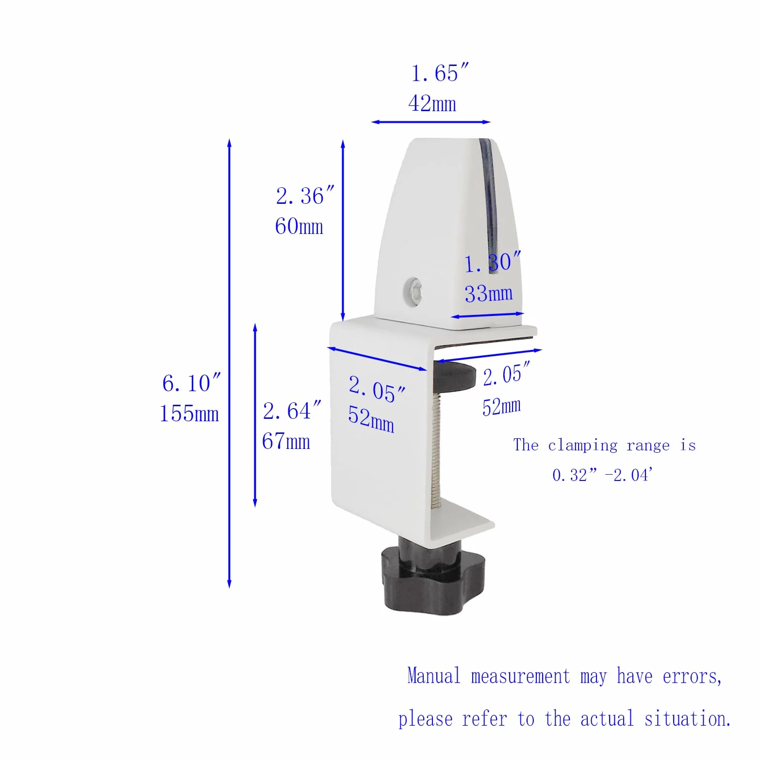 Sneeze Zacisk podtrzymujący do panelu o grubości od 1/8 cala do 2,5 cm, regulowany zacisk działowy na biurko, aluminiowy zacisk działowy na biurko, akrylowe klipsy działowe z pleksiglasu, biały, zacisk panelu prywatności, 2 sztuki