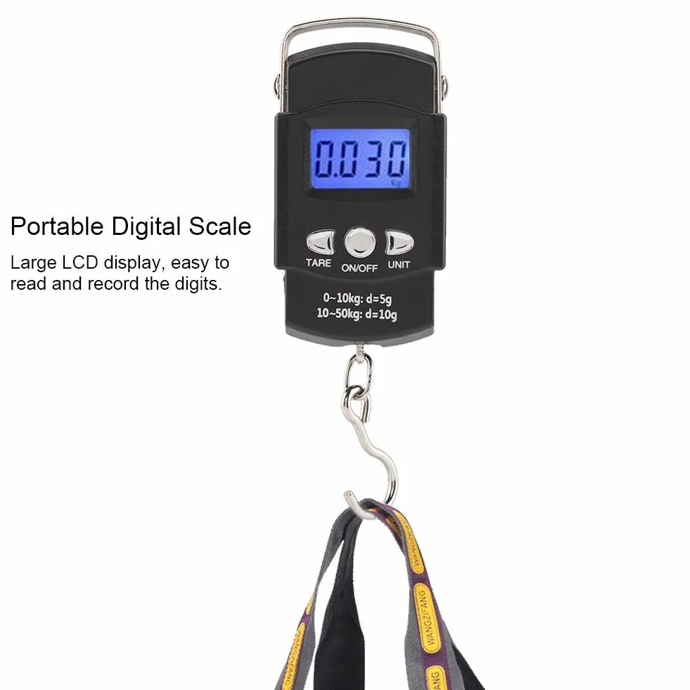 Fdit 50 kg/10 g wyświetlacz LCD waga bagażowa wisząca cyfrowa waga elektroniczna z hakiem do pomiaru taśmy.