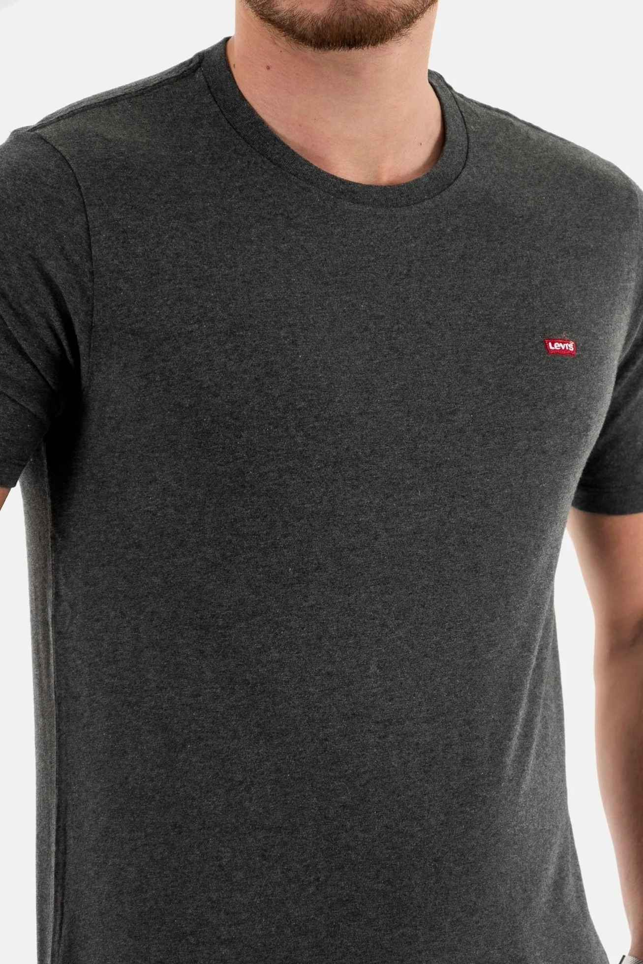 Levi's Mężczyźni Ss Original Housemark Tee T-Shirt, Dark Charcoal Heather Dkr, L
