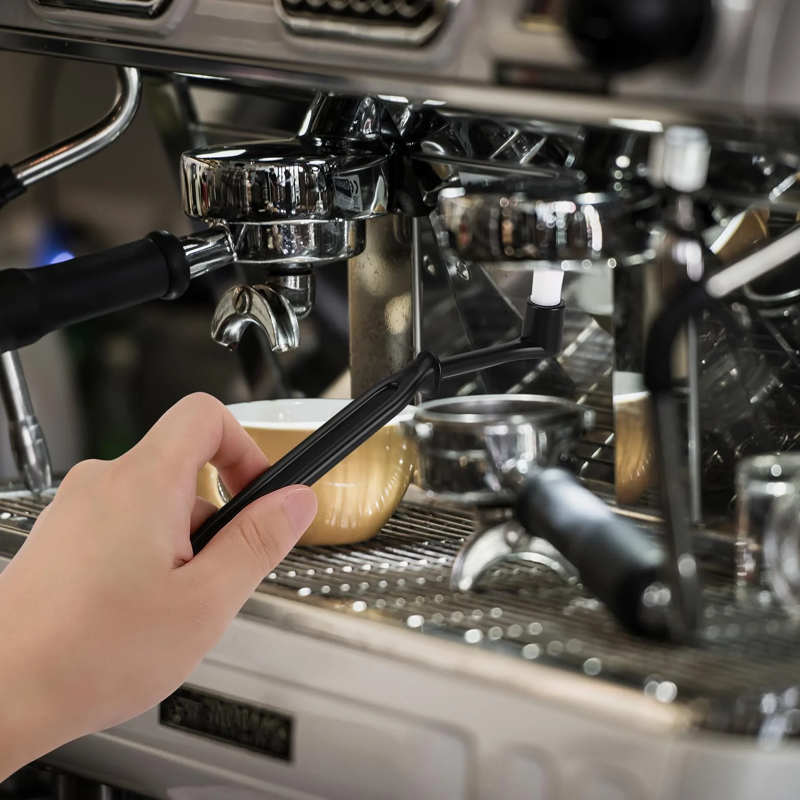 Auauraintt Zestaw pędzli do kawy, 15 sztuk w pełni automatyczny ekspres do kawy, pędzel do espresso, szczotka do czyszczenia, drewniany uchwyt, młynek do kawy, szczotka do czyszczenia