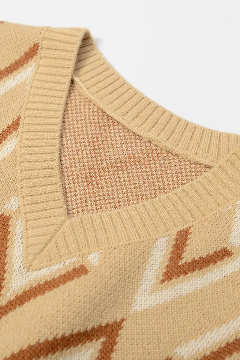 Męski V Neck Bezrękawy Dziany Sweter Jedny Kolor Męski Fit Top