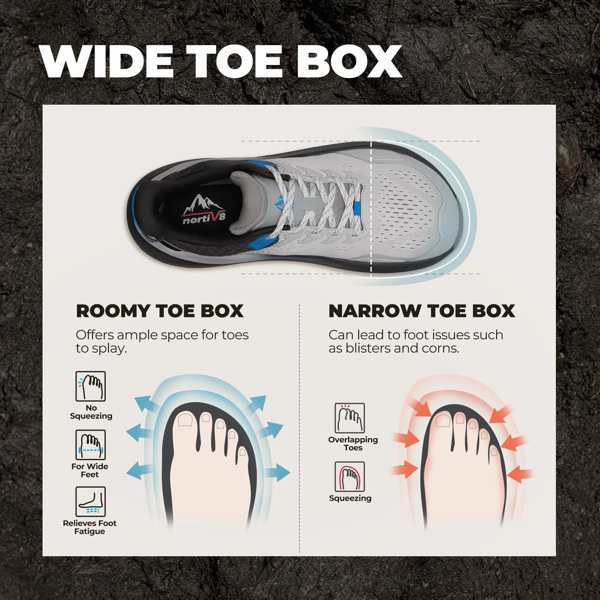 NORTIV 8 Męskie szerokie palce pudełko buty do biegania w terenie poduszka chodzenie boso tenis trening siłownia cross buty treningowe modne trampki Whitney