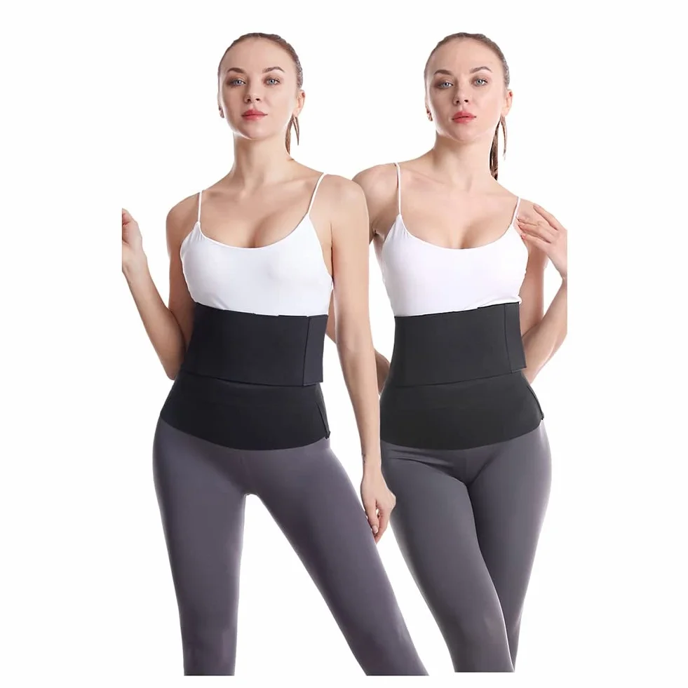 Poszerzony pas biodrowy taśma gimnastyczna elastyczny pas brzuszny trener talii dla kobiet plus size na brzuch czarny, Czarny