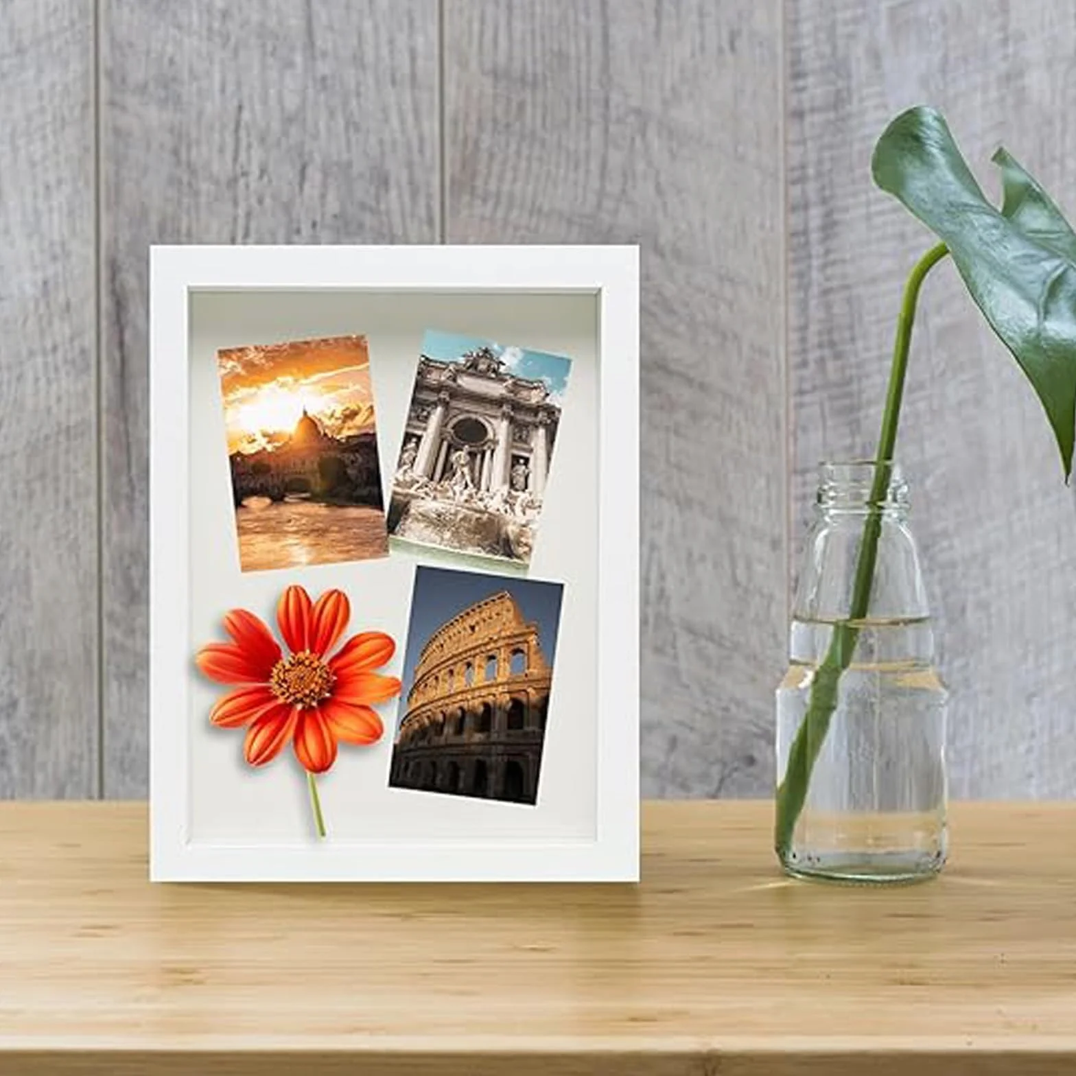 Ramka 3D do Napełniania, 20 x 29 cm, Ramka 3D A4, Głęboka Ramka na Zdjęcia, Bukieci, Rysunki, Pamiątki, Dzieła Sztuki DIY, Medale (Biała)