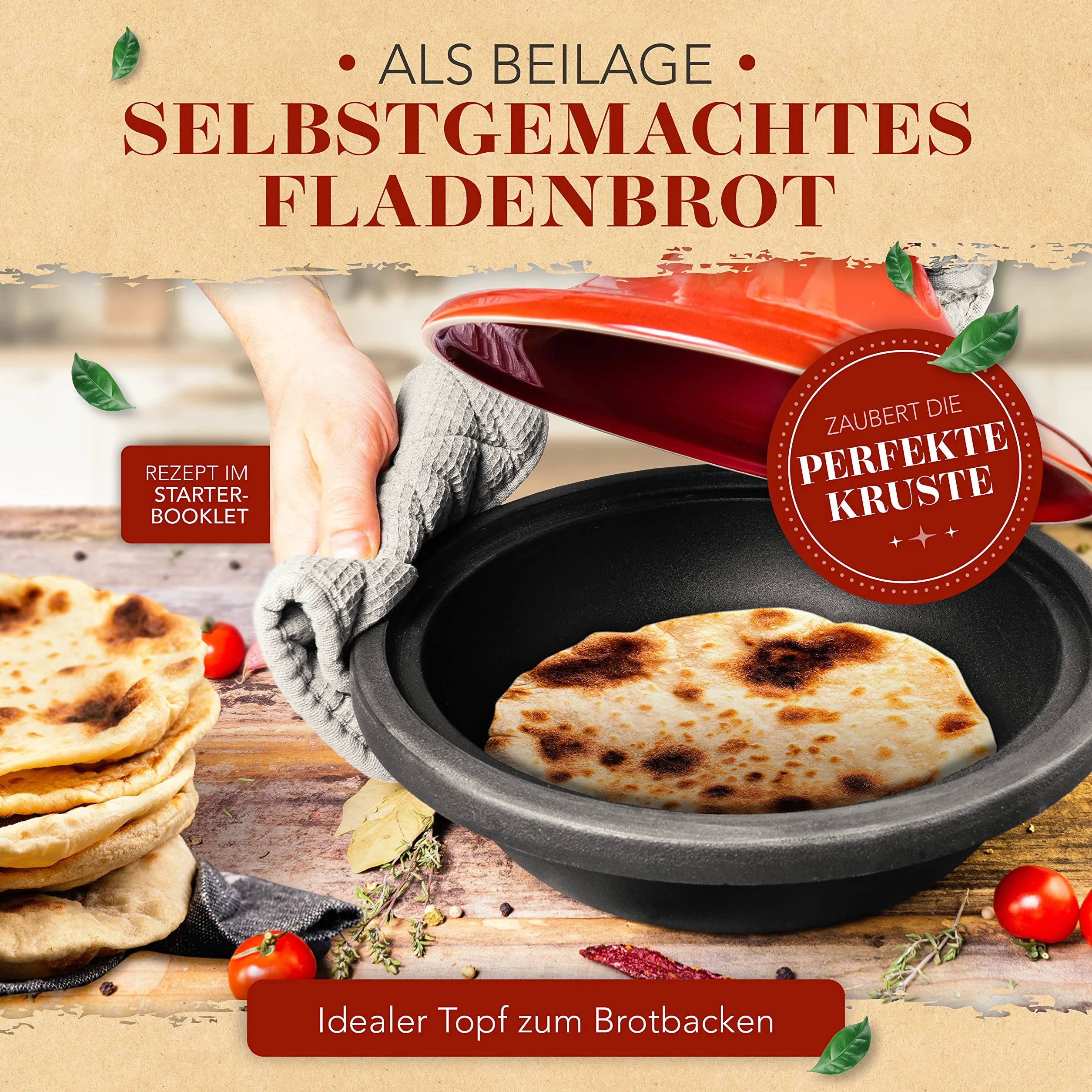 KRUSTENZAUBER Żeliwny Tagine Garnek dla 2-4 Osób do Indukcji i Piekarnika