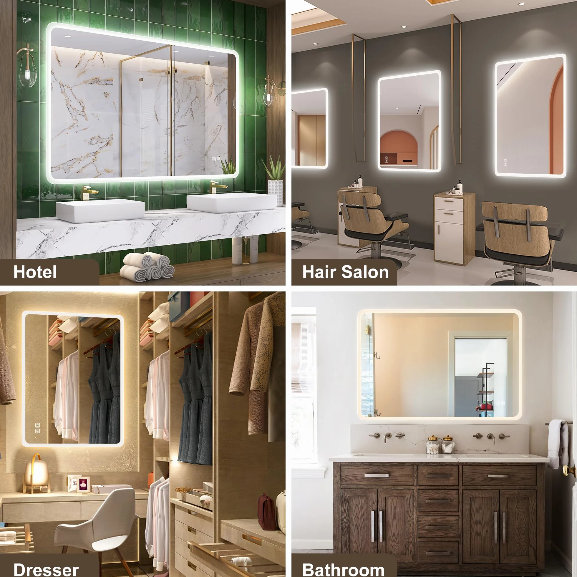 STARLEAD Lustro łazienkowe z oświetleniem 100 x 70 cm ściemnialne 3 kolory światła 3000K-6500K IP44 szkło hartowane HD