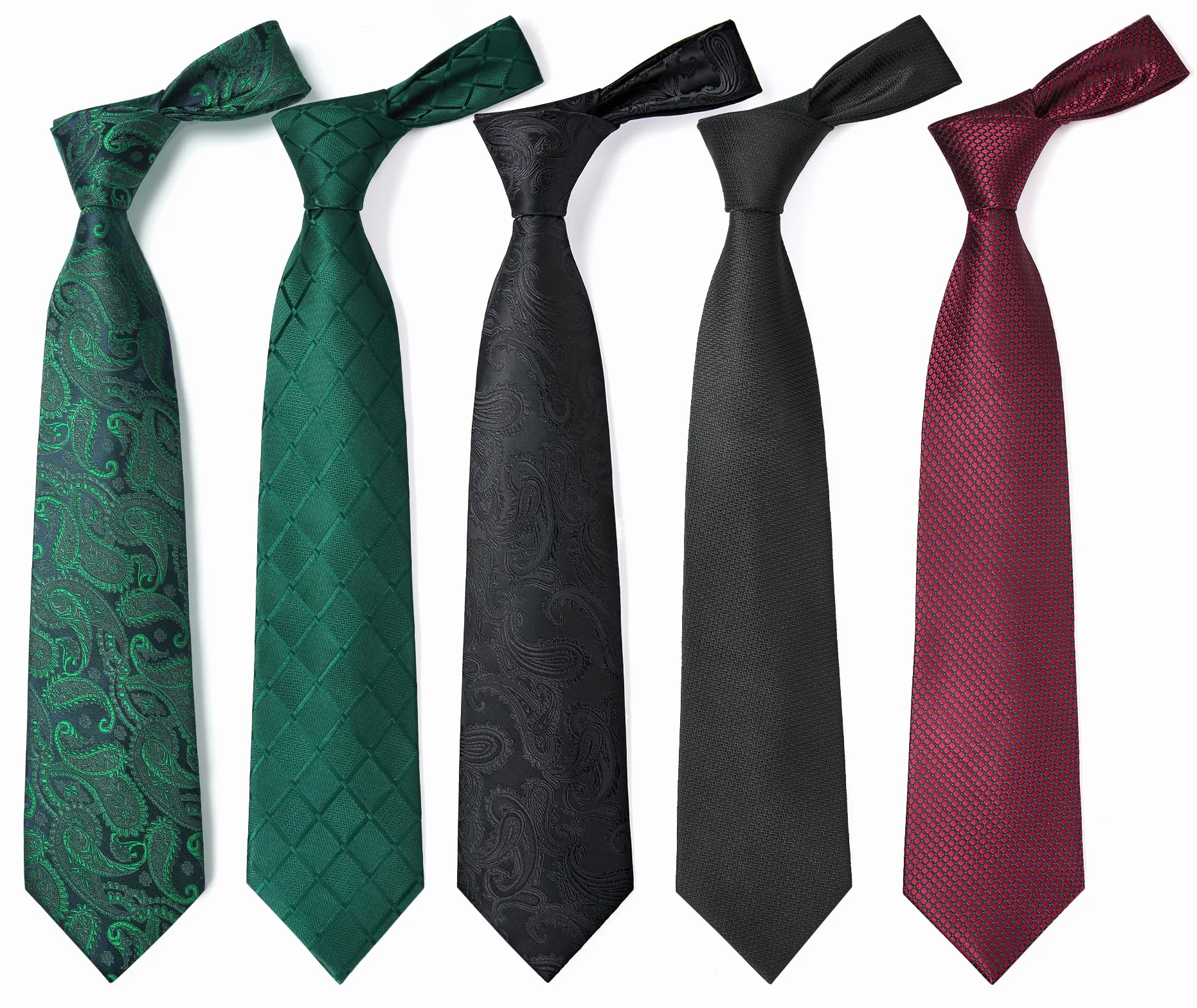 HISDERN Zestaw 5 sztuk klasycznego, formalnego, eleganckiego męskiego jedwabnego krawata z poszetką