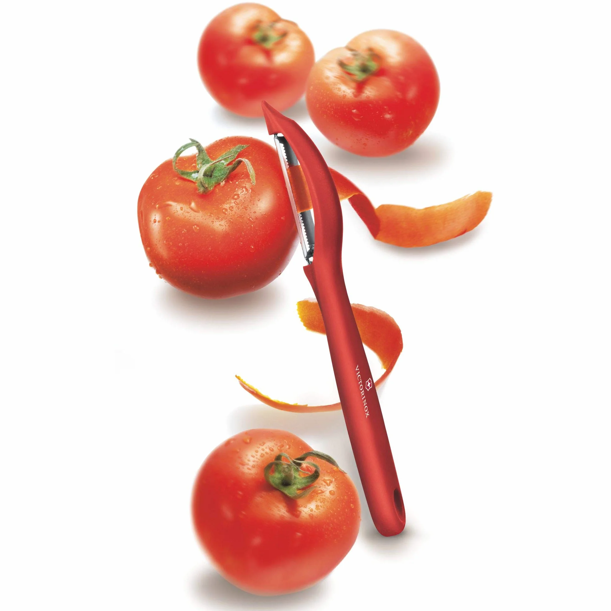 Victorinox Universalschäler mit extra scharfer Klinge, Zackenschliff, rot