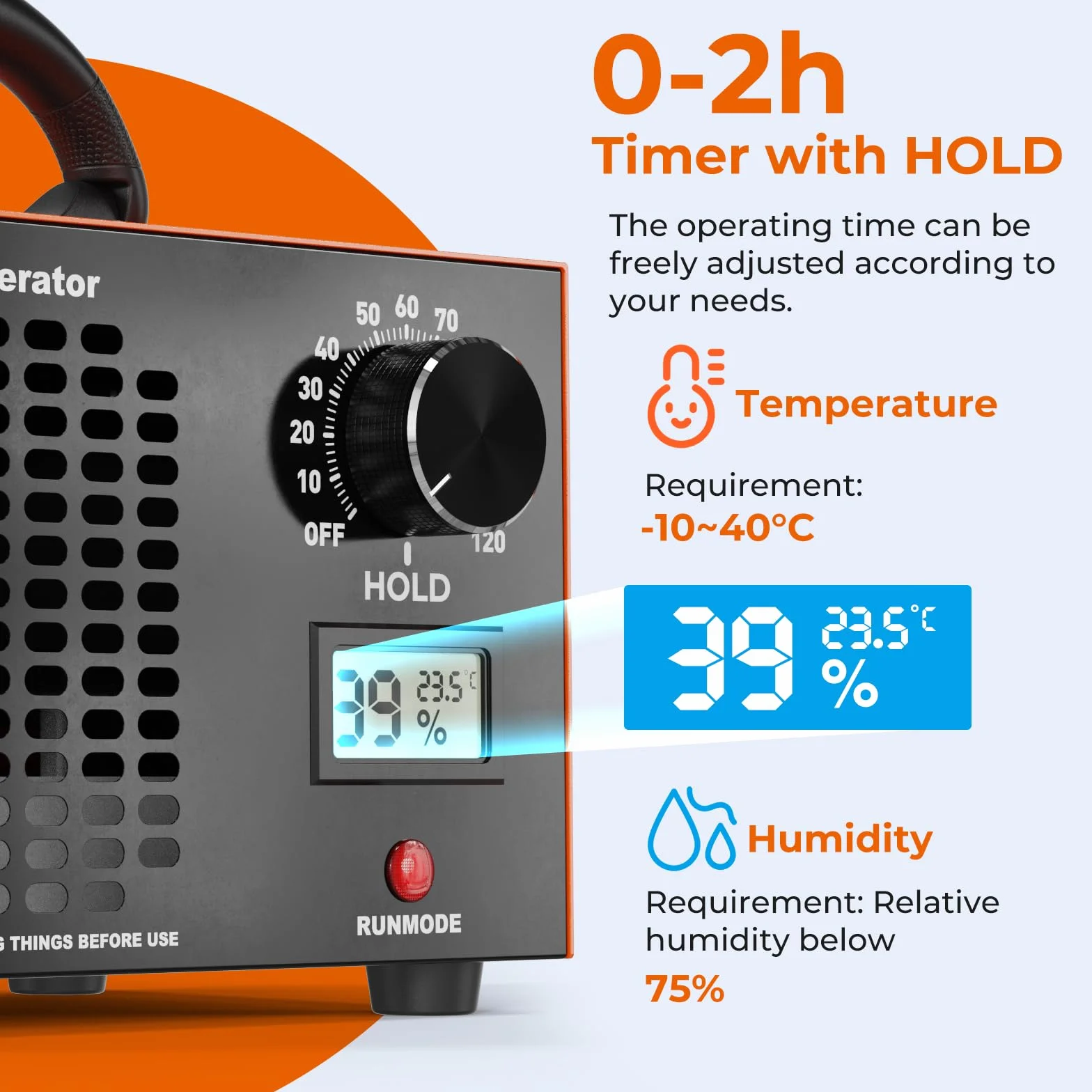 Generator Ozonu 120000 mg/h 320m² Oczyszczacz Powietrza z Wyświetlaczem Temperatury i Wilgotności Timer 120 Min