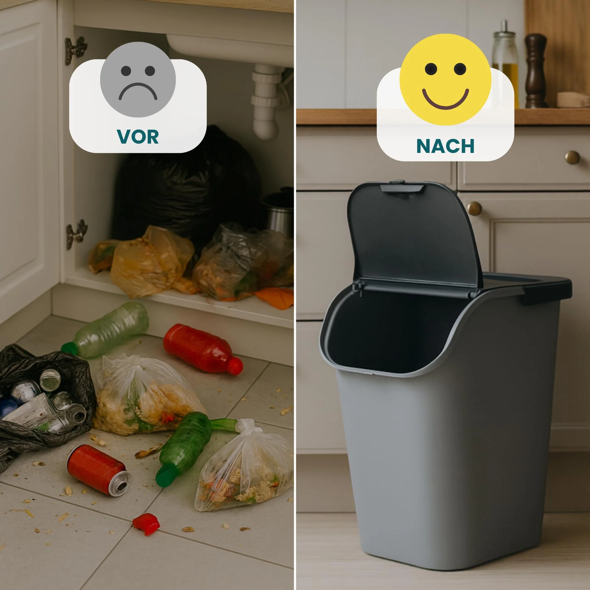 Kamai Kosz na śmieci 40 l z pokrywką i uchwytem z tworzywa sztucznego