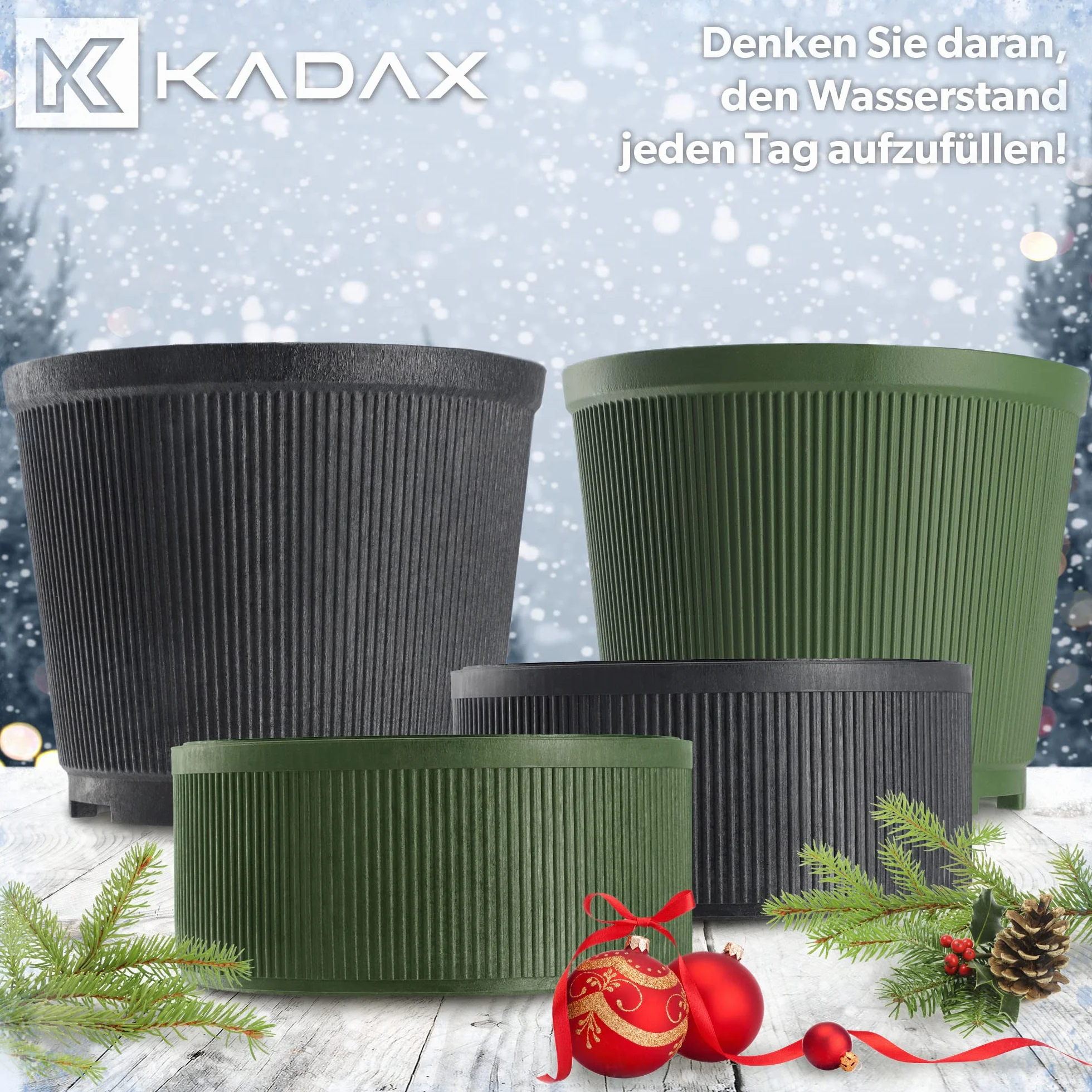 KADAX Stojak do choinki z recyklingu na żywe drzewko do 250 cm zielony