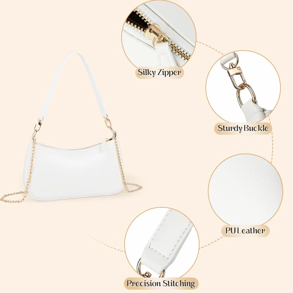 Aucuu Mała torebka damska, kopertówka z łańcuszkiem, retro torba na ramię dla kobiet, mini torba hobo, mała torba na ramię z zamkiem błyskawicznym