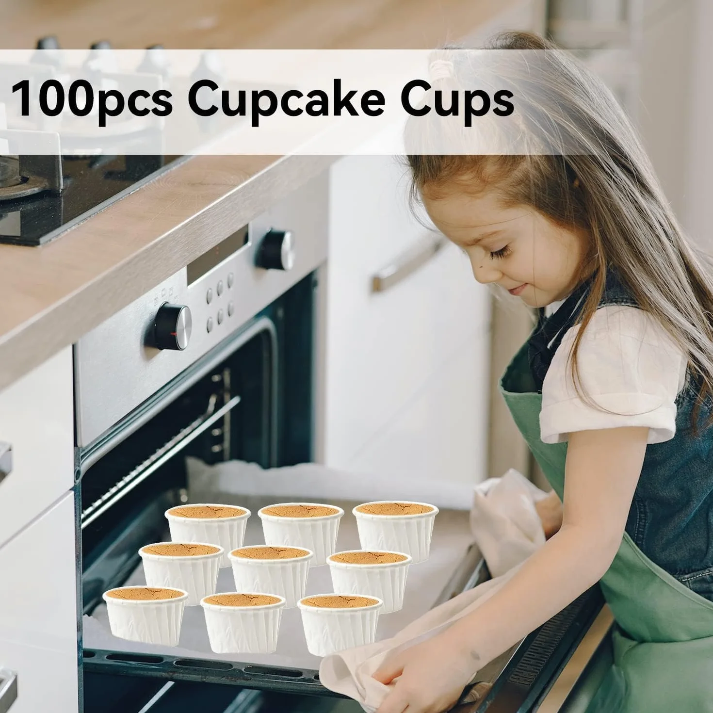 100 szt. Wodoodporne papierowe foremki do pieczenia papilotki do babeczek etui do pakowania muffinki do pieczenia foremki do dekoracji kubki, 8 kolorów do wyboru (biały)