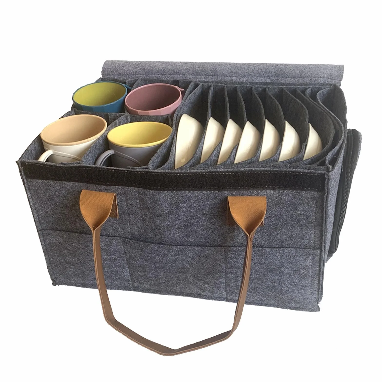 Qivine Uchwyt na talerze do kampera 36x27x20 cm filcowa torba na naczynia kempingowe