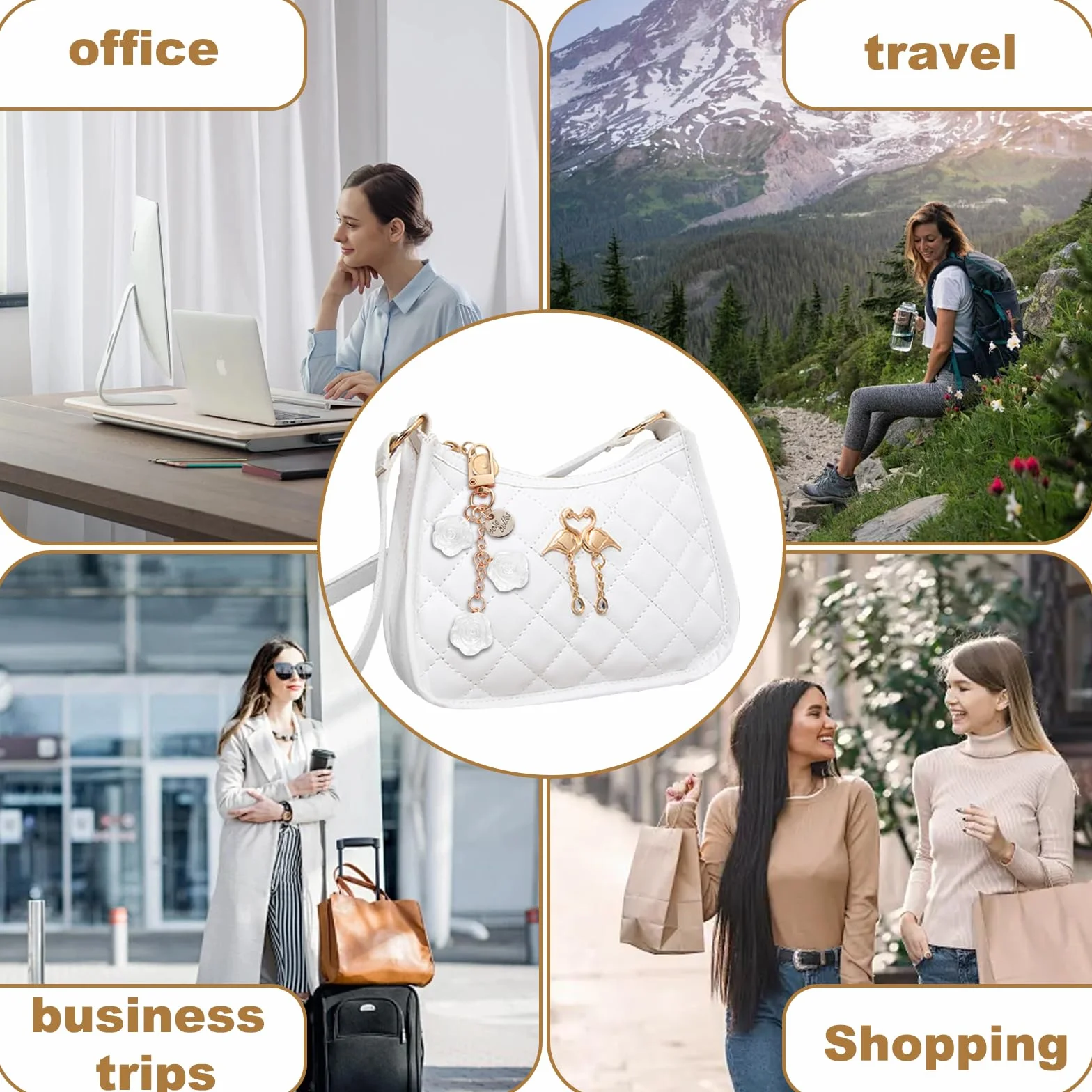 Biała skórzana kopertówka dla kobiet – mała torebka crossbody z kieszeniami na zamek błyskawiczny, retro miękki PU do codziennego użytku