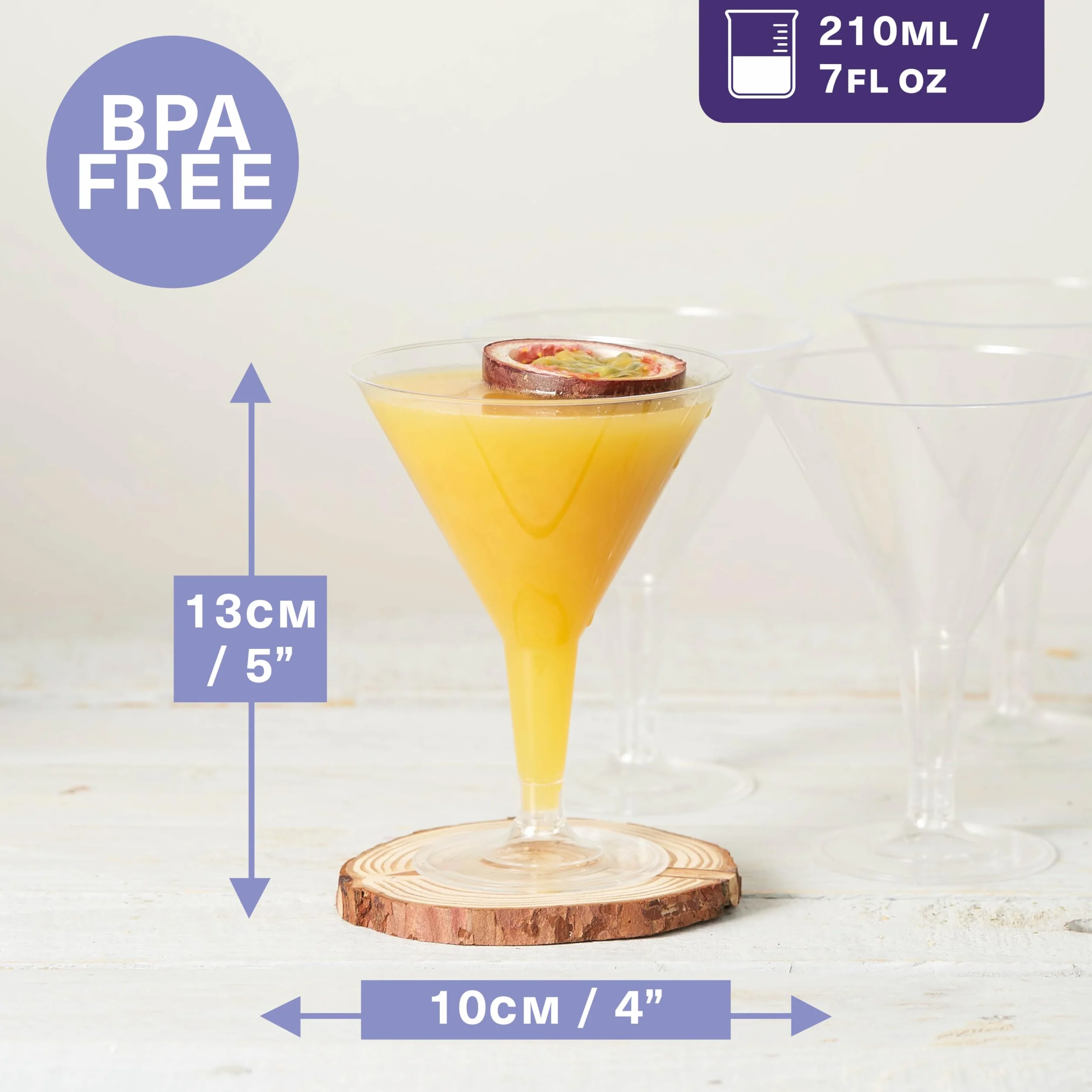 MATANA 48 Plastikowych Kieliszków do Martini, 210ml - Eleganckie, Wytrzymałe i Wielokrotnego Użytku - Kieliszki Koktajlowe na Wesela, Urodziny, Święta i Przyjęcia