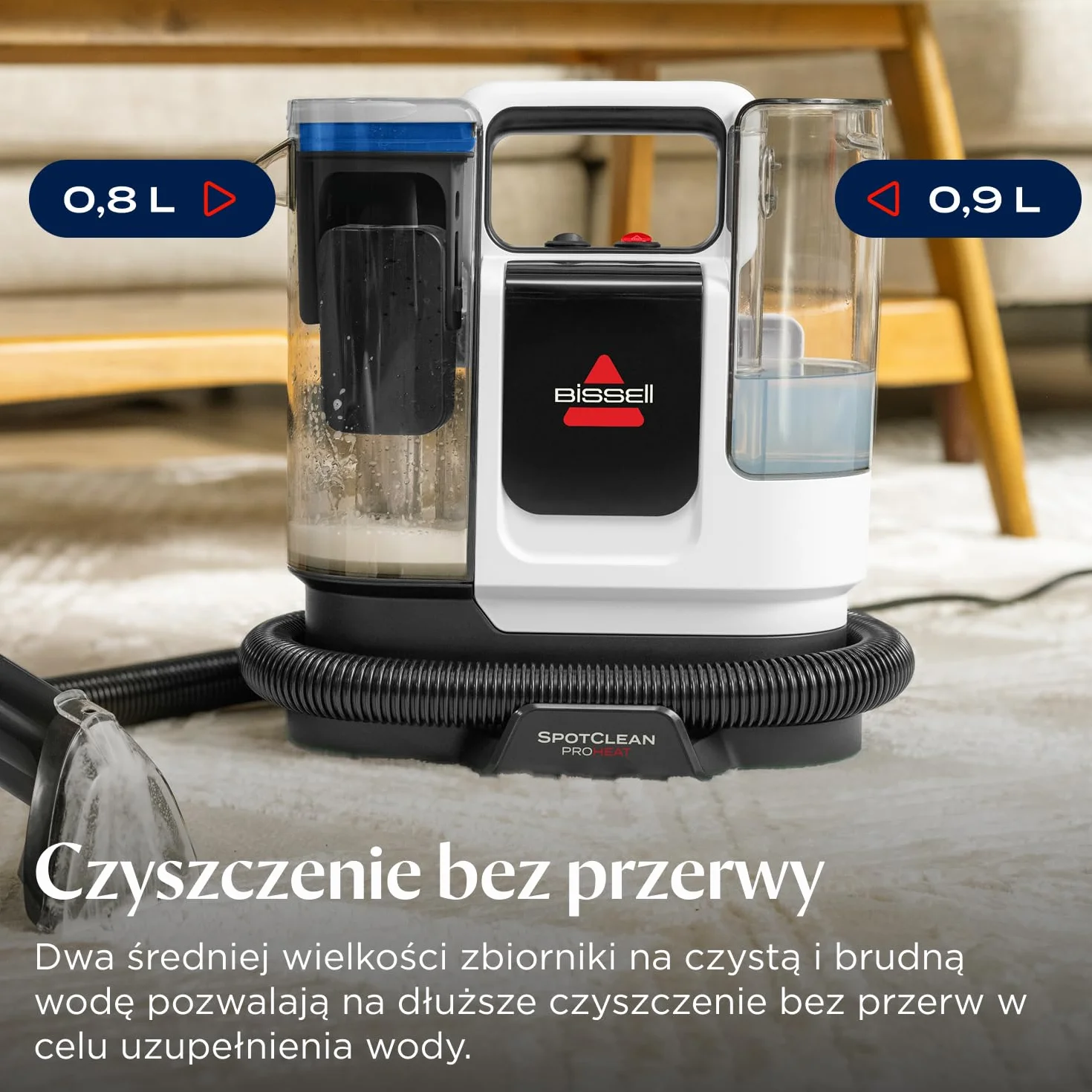 BISSELL SpotClean ProHeat Advanced 3924N, Odkurzacz piorący do tapicerki, 1125W, Przewodowy
