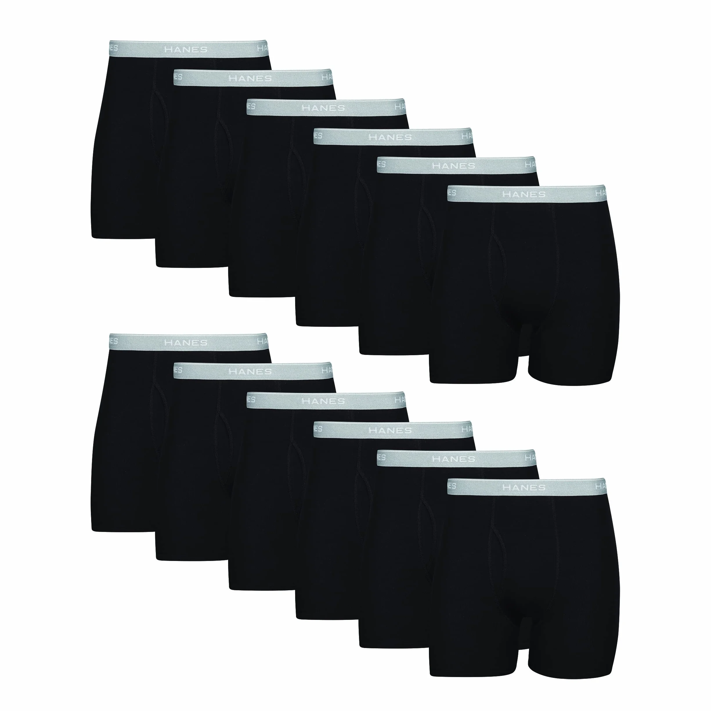 Hanes Krótkie bokserki Mężczyźni Tagless Cool Dri bokserki z wygodnym elastycznym ściągaczem, dostępne w wielu opakowaniach (12 w zestawie)