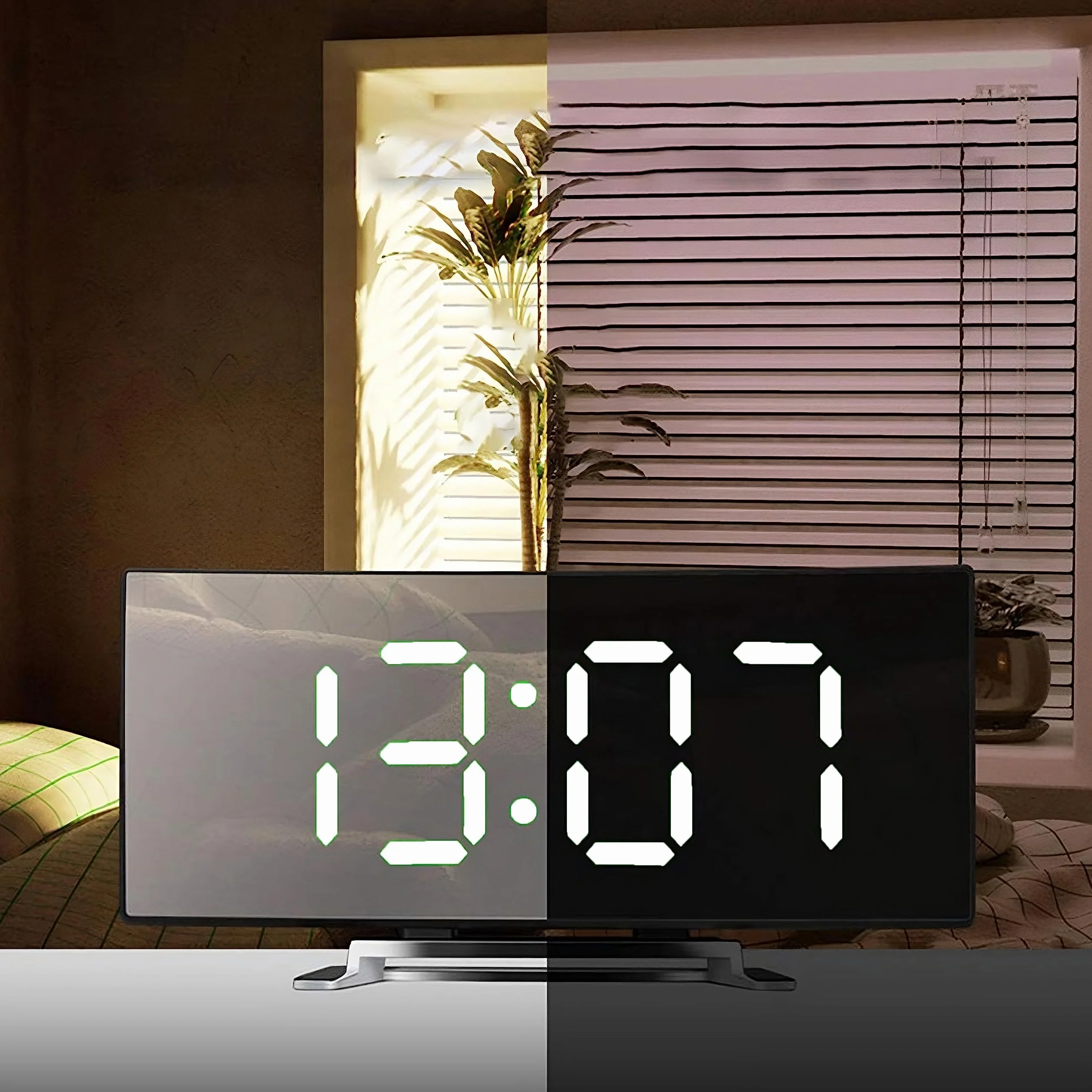 Retoo Budzik Cyfrowy LED, Zegar Stołowy, Przenośny Alarm z 2 Alarmami, Kalendarz, Wyświetlacz