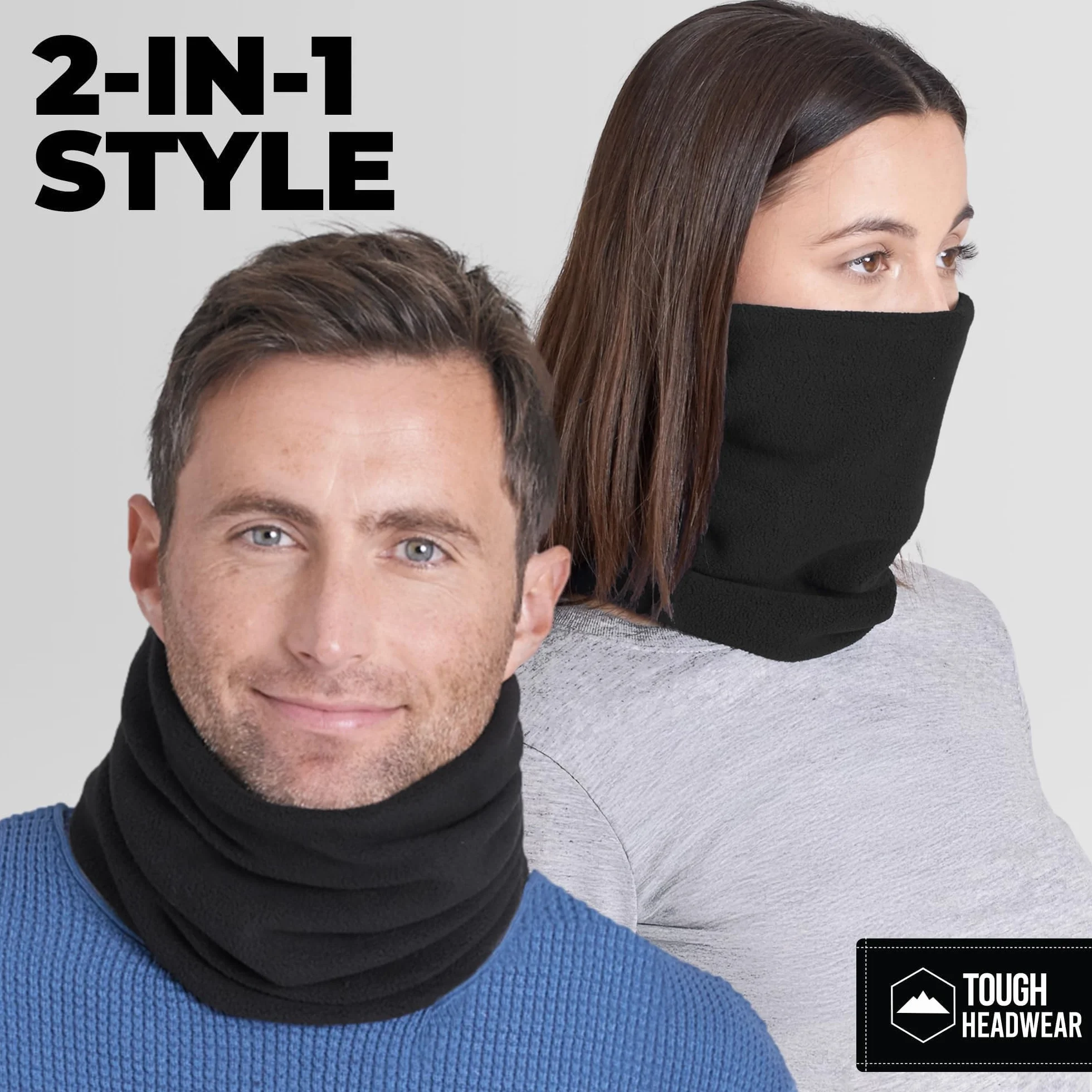 Tough Headwear Zimowy ocieplacz na szyję, ciepłe polarowe ocieplacze na szyję dla mężczyzn i kobiet, komin narciarski maska na twarz na zimną pogodę, szalik na szyję