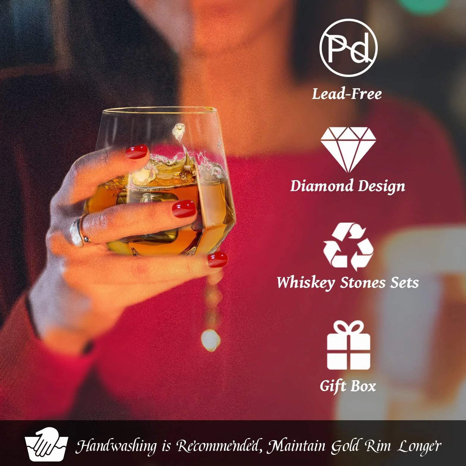 Zestaw 2 diamentowych szklanek do whisky 300 ml nowoczesne wyroby szklane