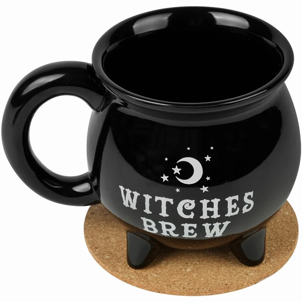 HOTUT Witches Brew kubek kociołek z podstawką gotycki kubek do kawy i herbaty Halloween